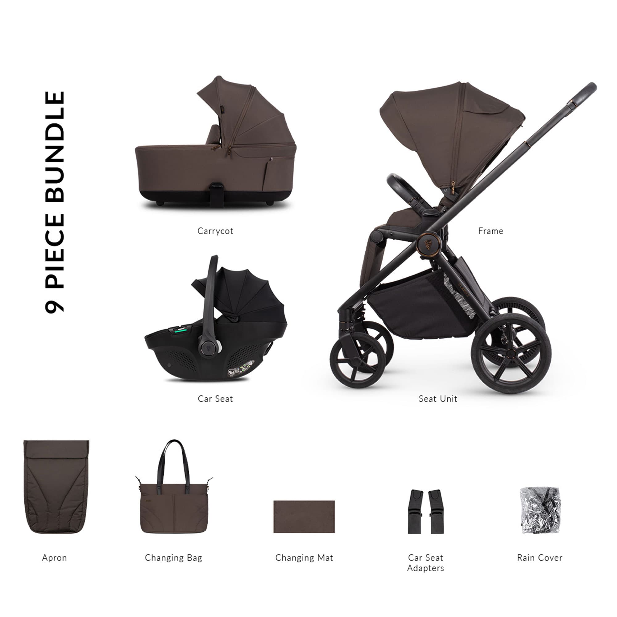 Venicci travel systems Venicci Claro 2 Comfort Bundle - Chocolate 2001410310