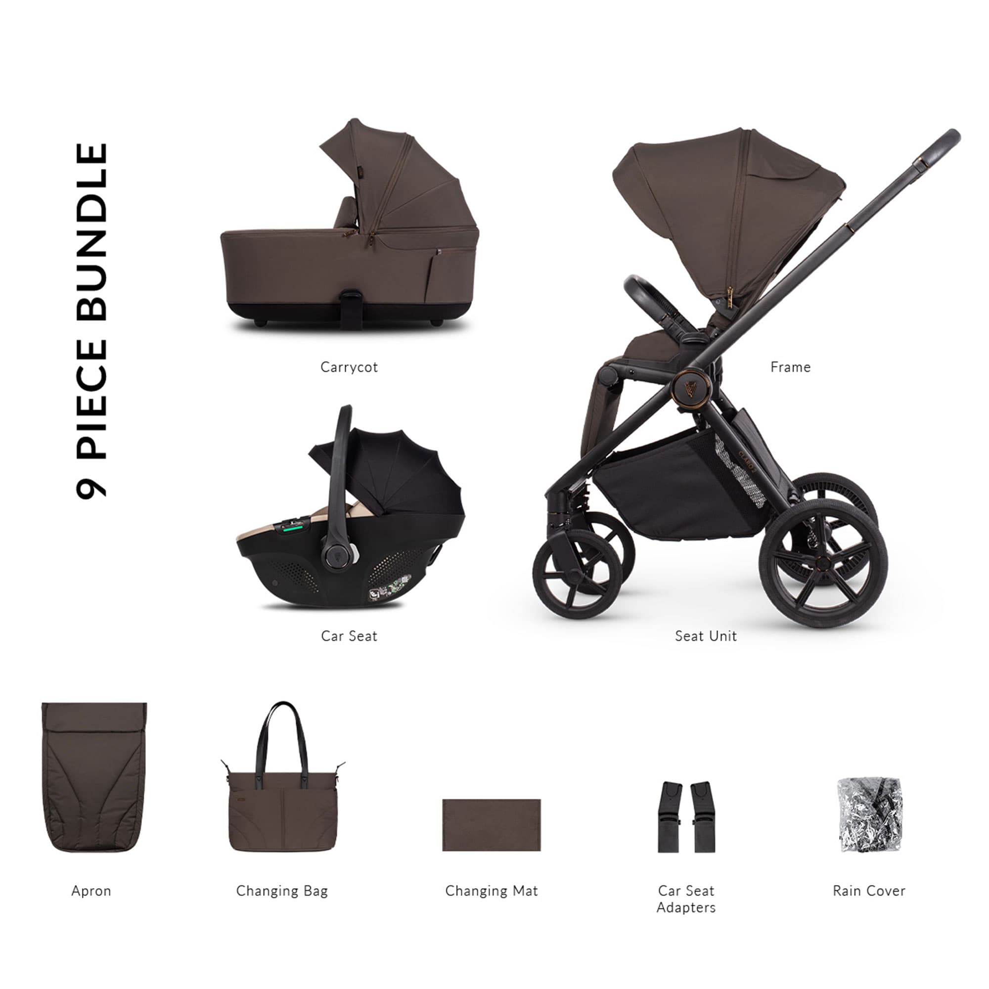 Venicci travel systems Venicci Claro 2 Comfort Bundle - Chocolate 2001420310