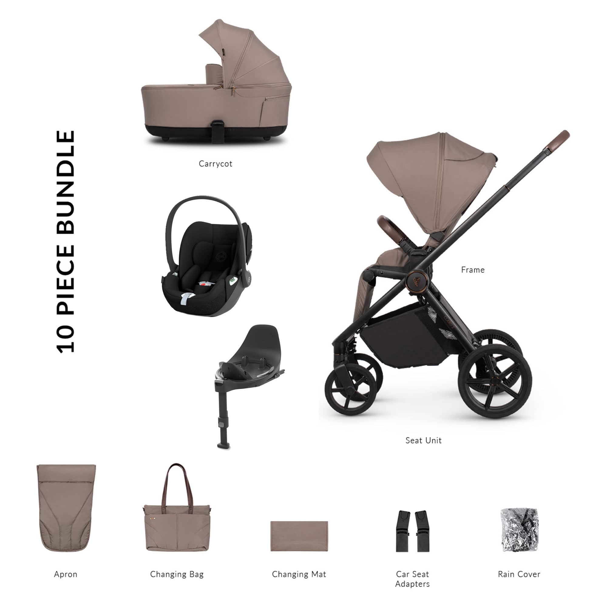 Venicci travel systems Venicci Claro 2 Cybex Luxury Bundle - Almond 22783-ALM