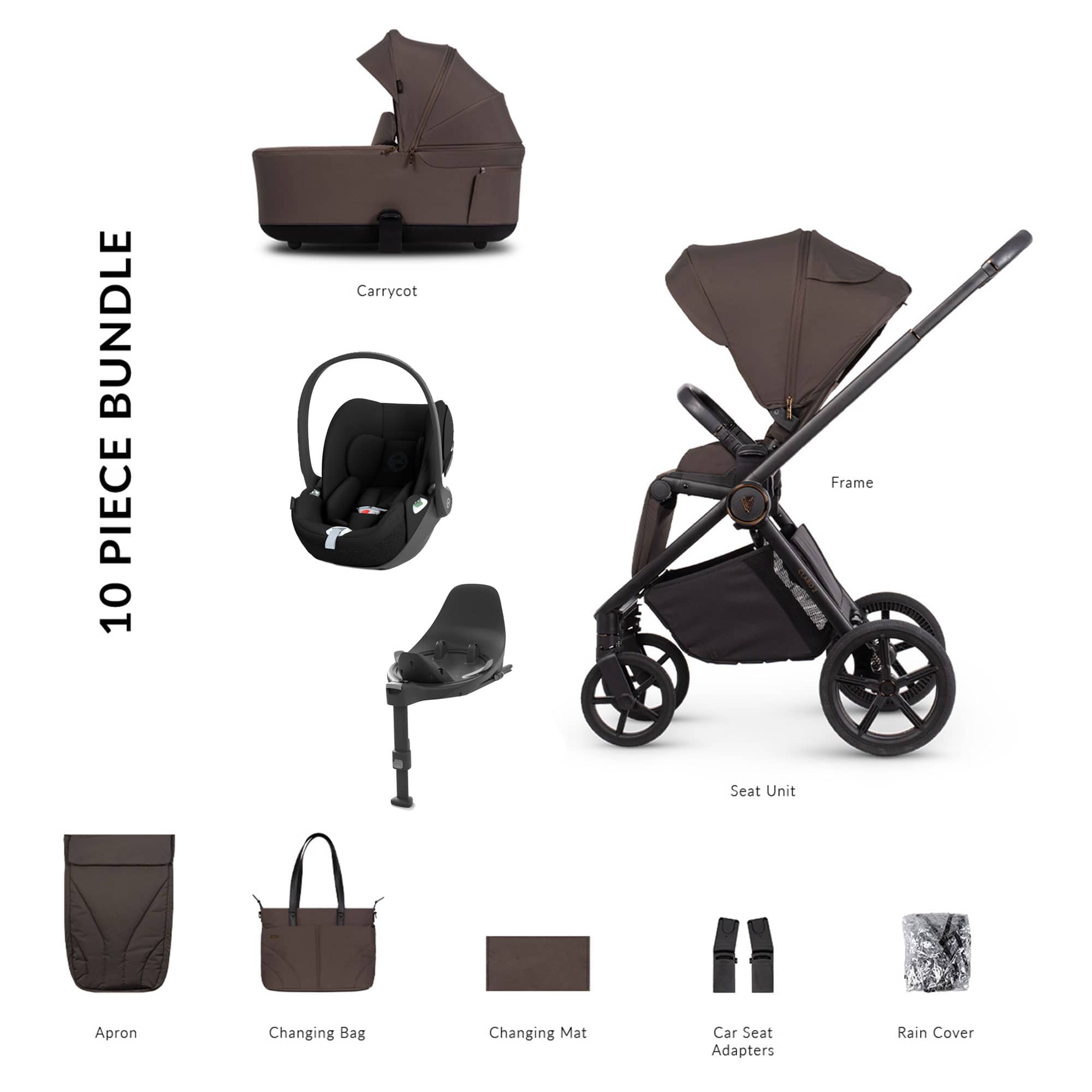 Venicci travel systems Venicci Claro 2 Cybex Luxury Bundle - Chocolate 22783-CHO