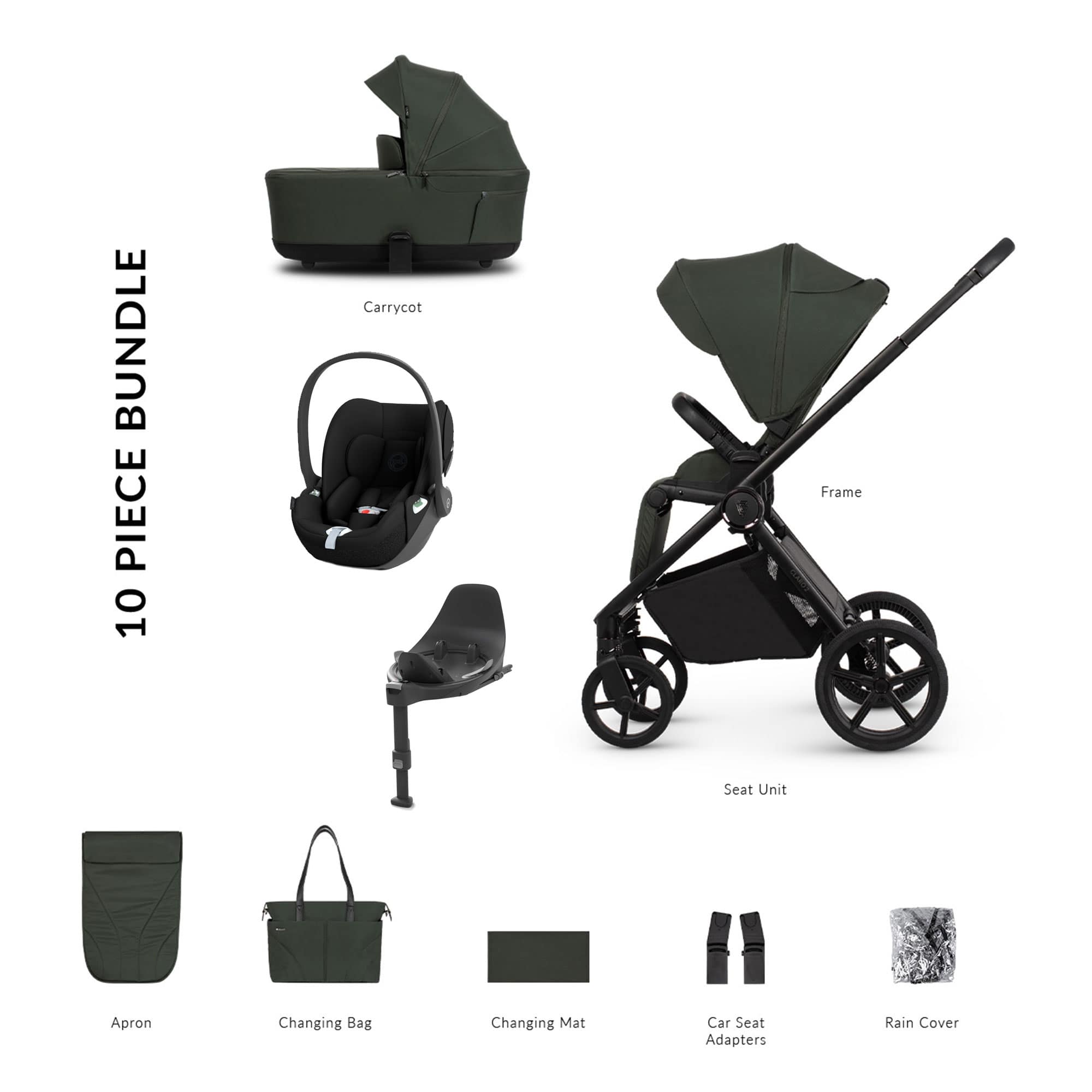 Venicci travel systems Venicci Claro 2 Cybex Luxury Bundle - Forest 22783-FOR