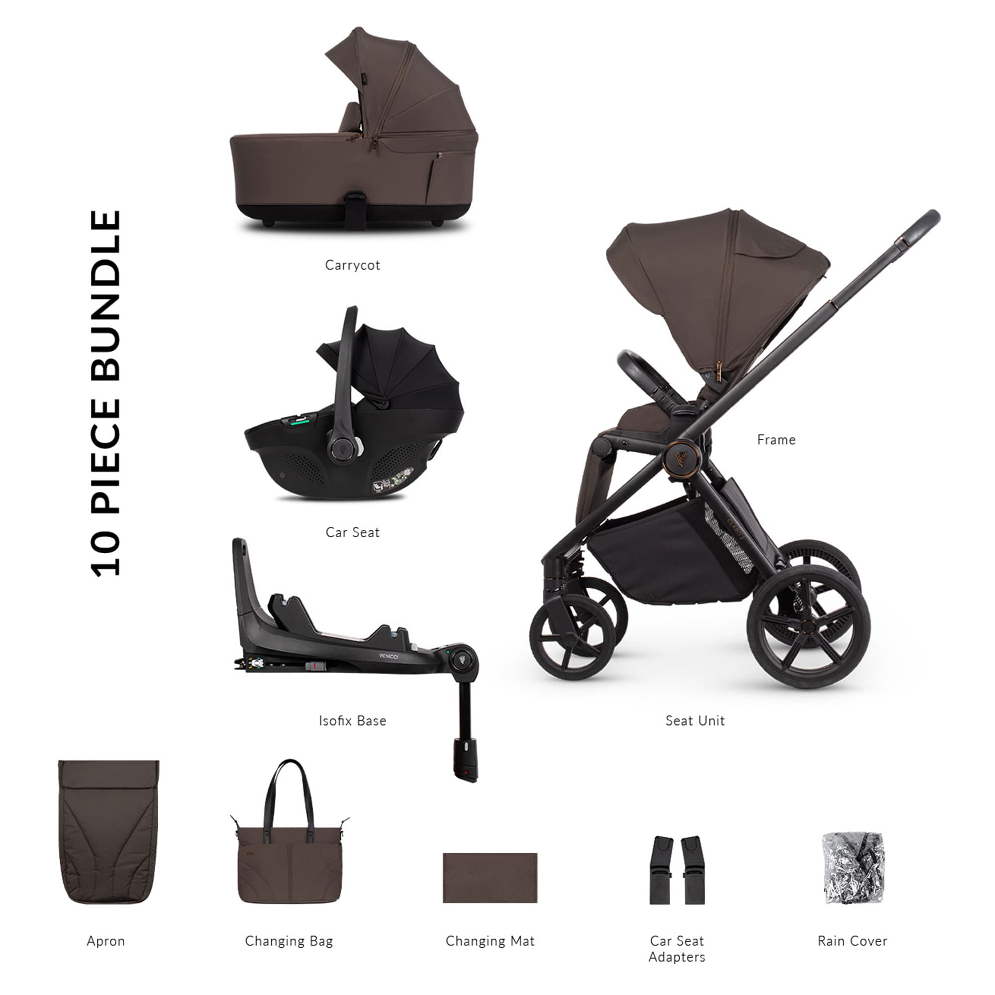 Venicci travel systems Venicci Claro 2 Luxury Bundle - Chocolate 2001410410