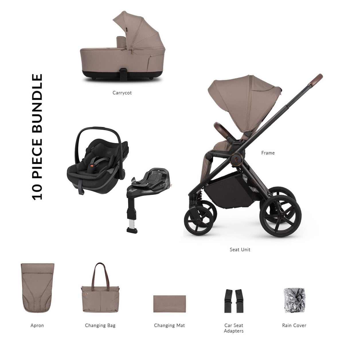 Venicci travel systems Venicci Claro 2 Maxi-Cosi Luxury Bundle - Almond 22788-ALM-3
