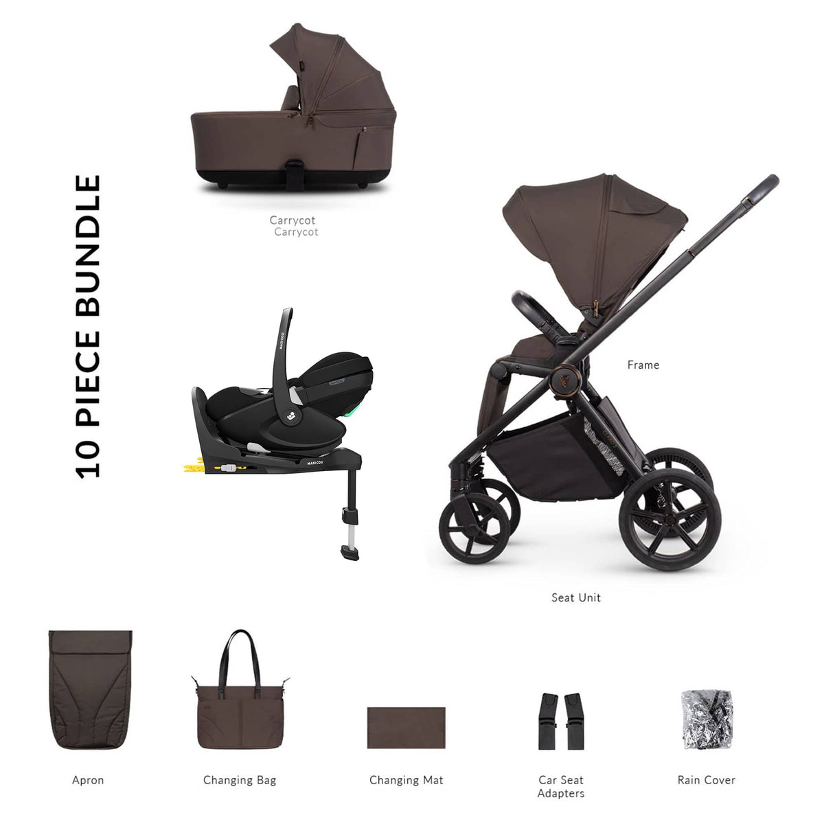 Venicci travel systems Venicci Claro 2 Maxi-Cosi Luxury Bundle - Chocolate 22788-CHO-2