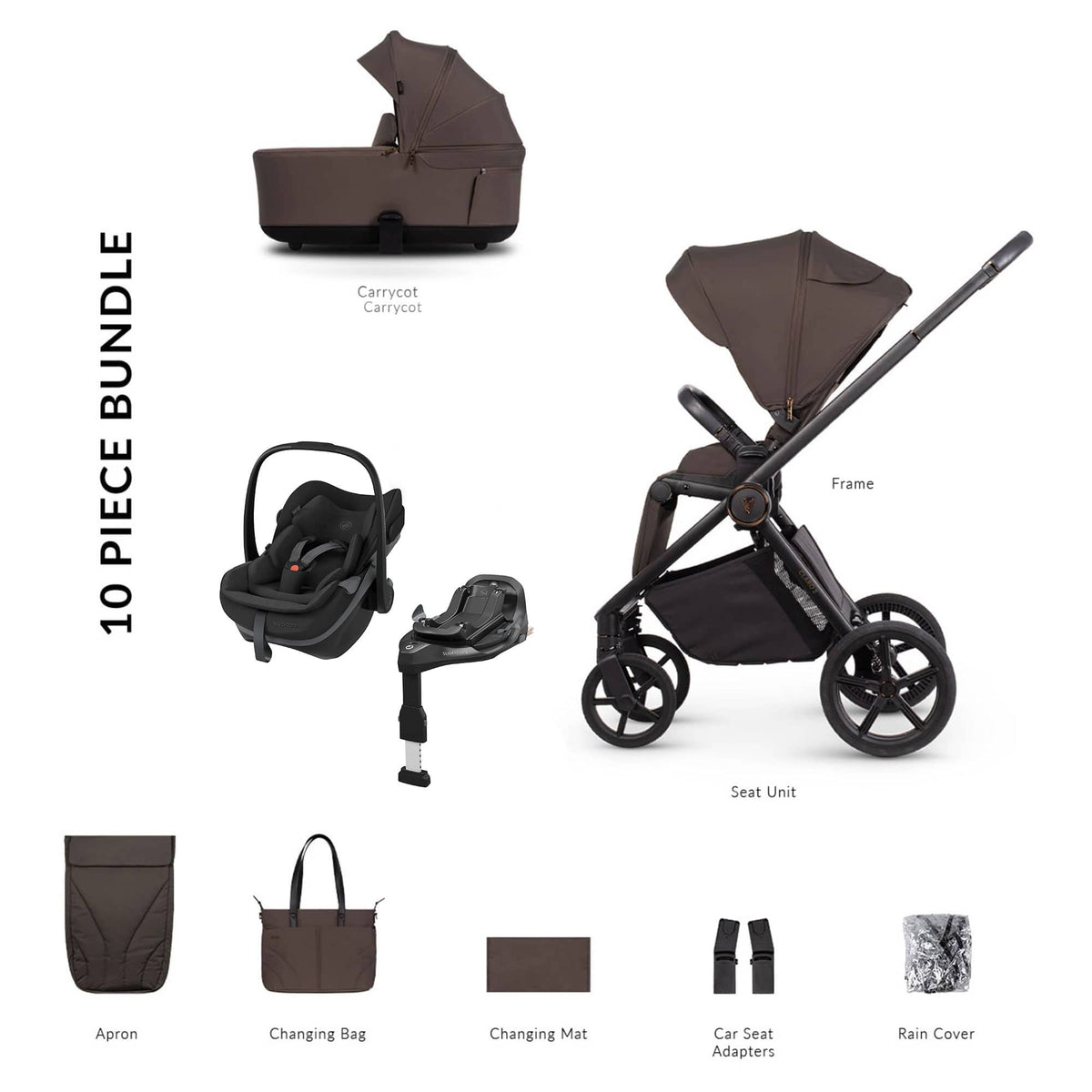 Venicci travel systems Venicci Claro 2 Maxi-Cosi Luxury Bundle - Chocolate 22788-CHO-3
