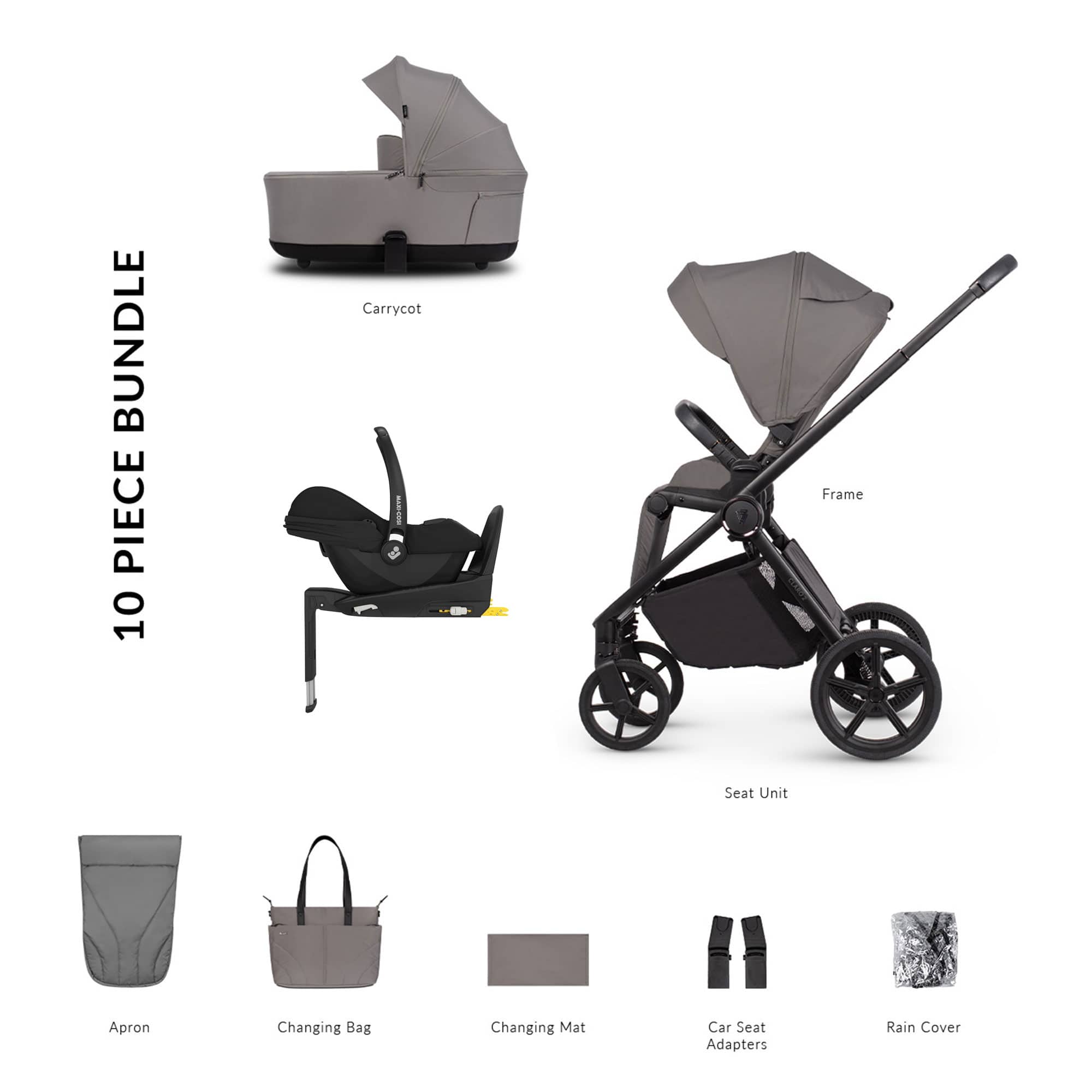 Venicci travel systems Venicci Claro 2 Maxi-Cosi Luxury Bundle - Fog 22788-FOG