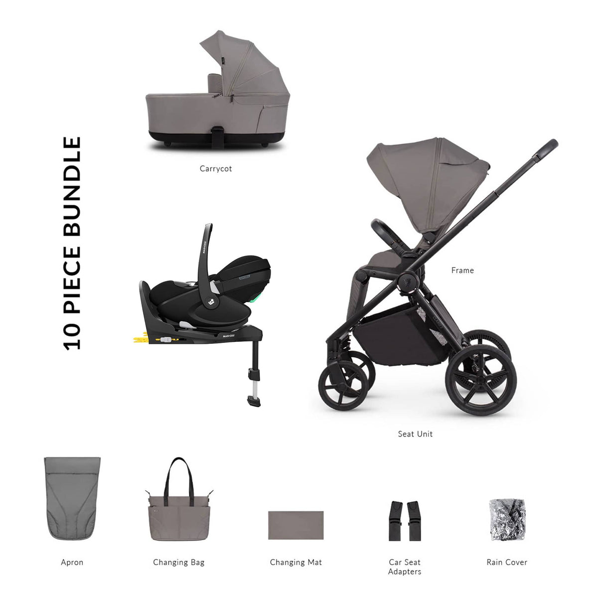 Venicci travel systems Venicci Claro 2 Maxi-Cosi Luxury Bundle - Fog 22788-FOG-2