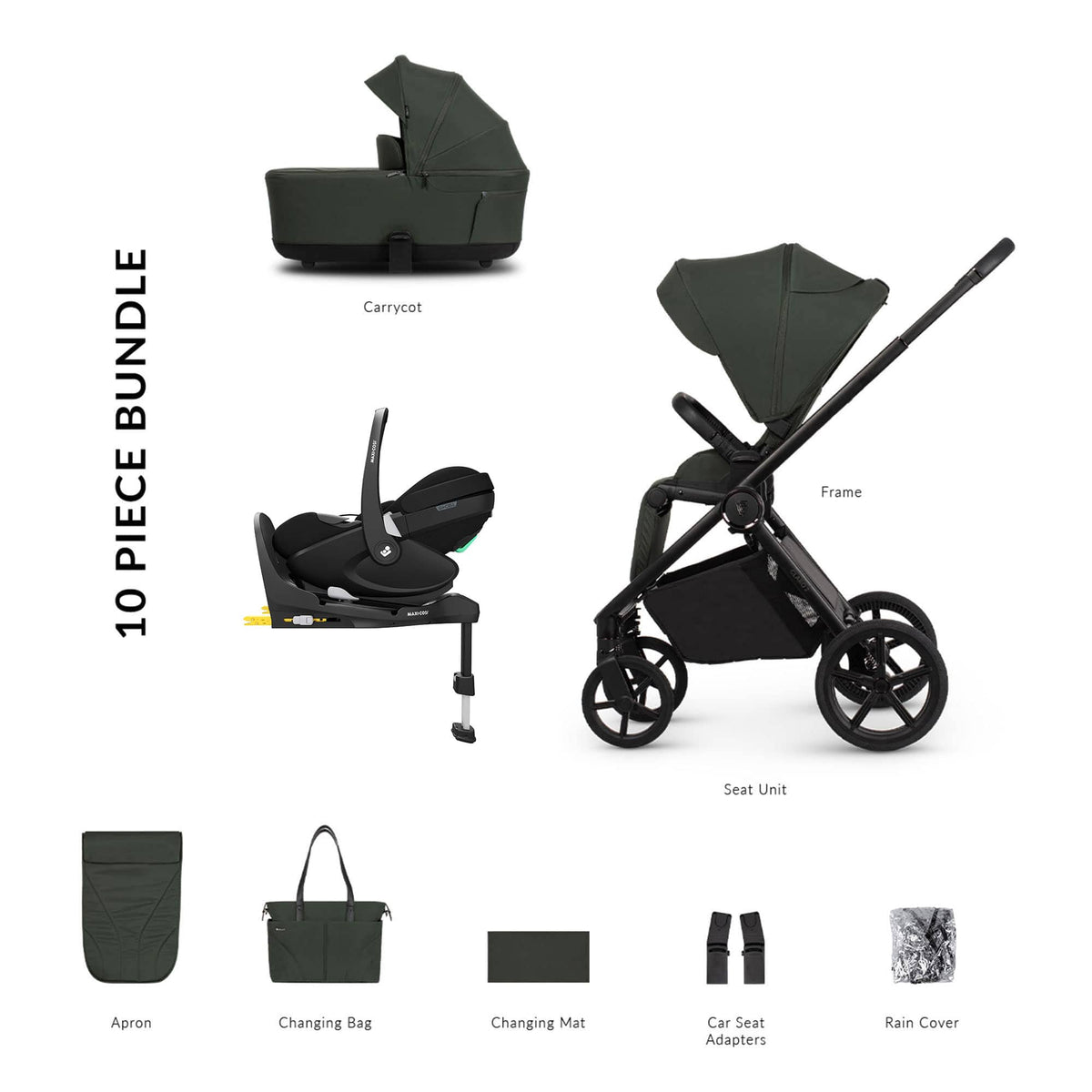 Venicci travel systems Venicci Claro 2 Maxi-Cosi Luxury Bundle - Forest 22788-FOR-2