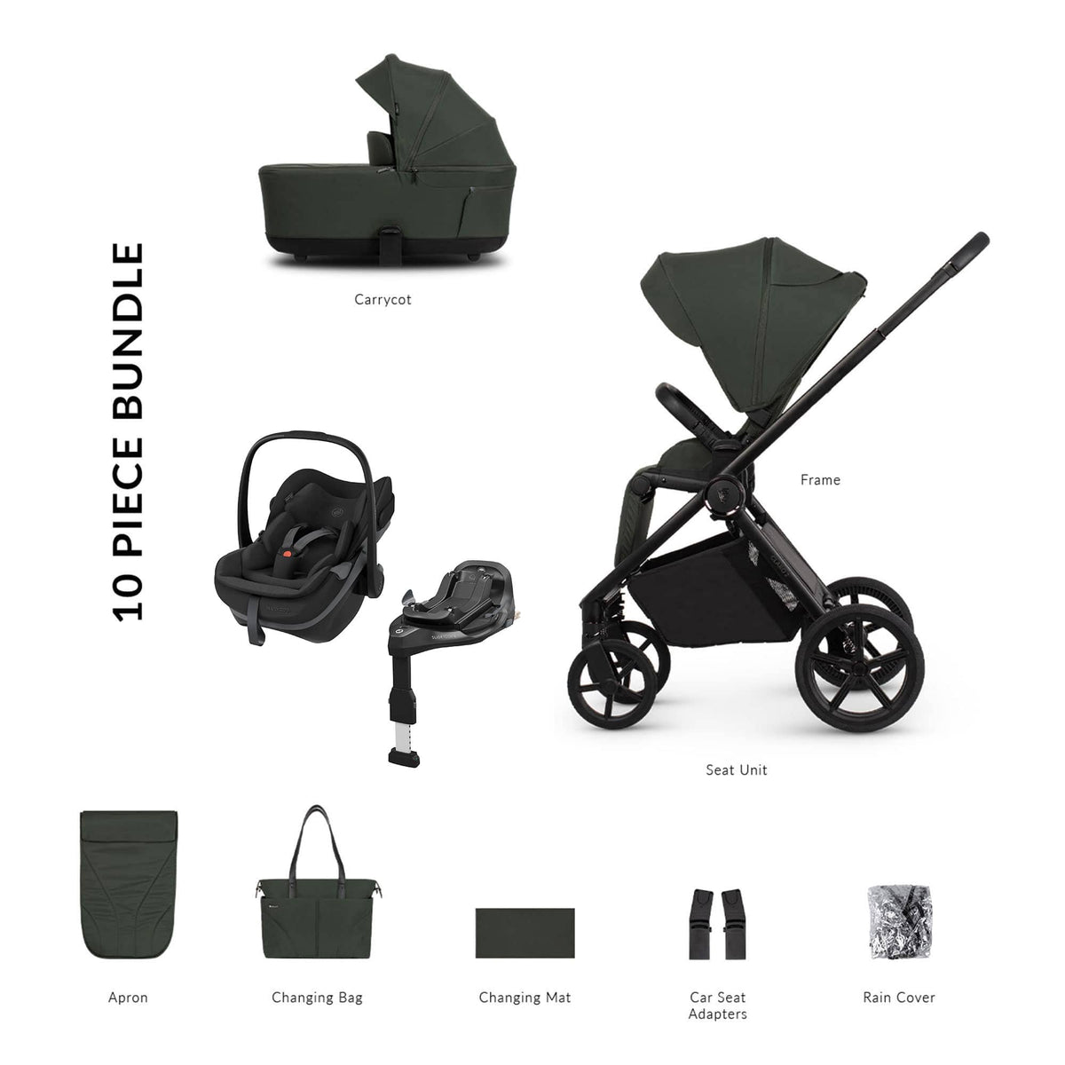 Venicci travel systems Venicci Claro 2 Maxi-Cosi Luxury Bundle - Forest 22788-FOR-3