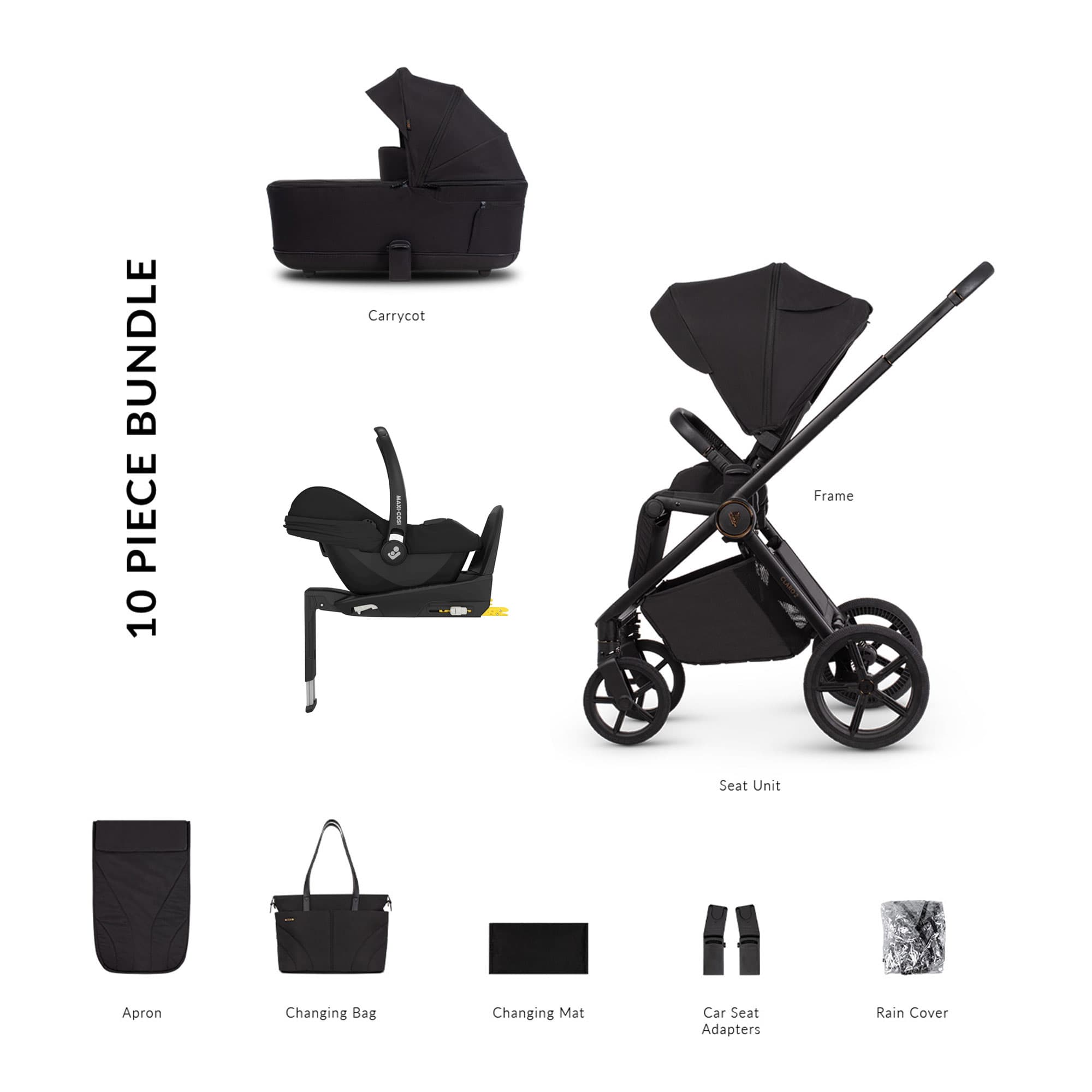 Venicci travel systems Venicci Claro 2 Maxi-Cosi Luxury Bundle - Noir 22788-NOI