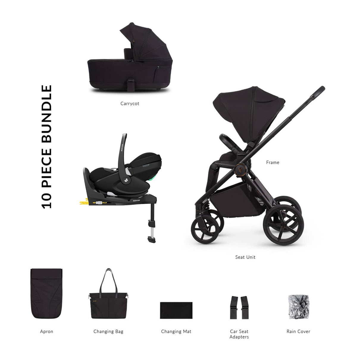 Venicci travel systems Venicci Claro 2 Maxi-Cosi Luxury Bundle - Noir 22788-NOI-2