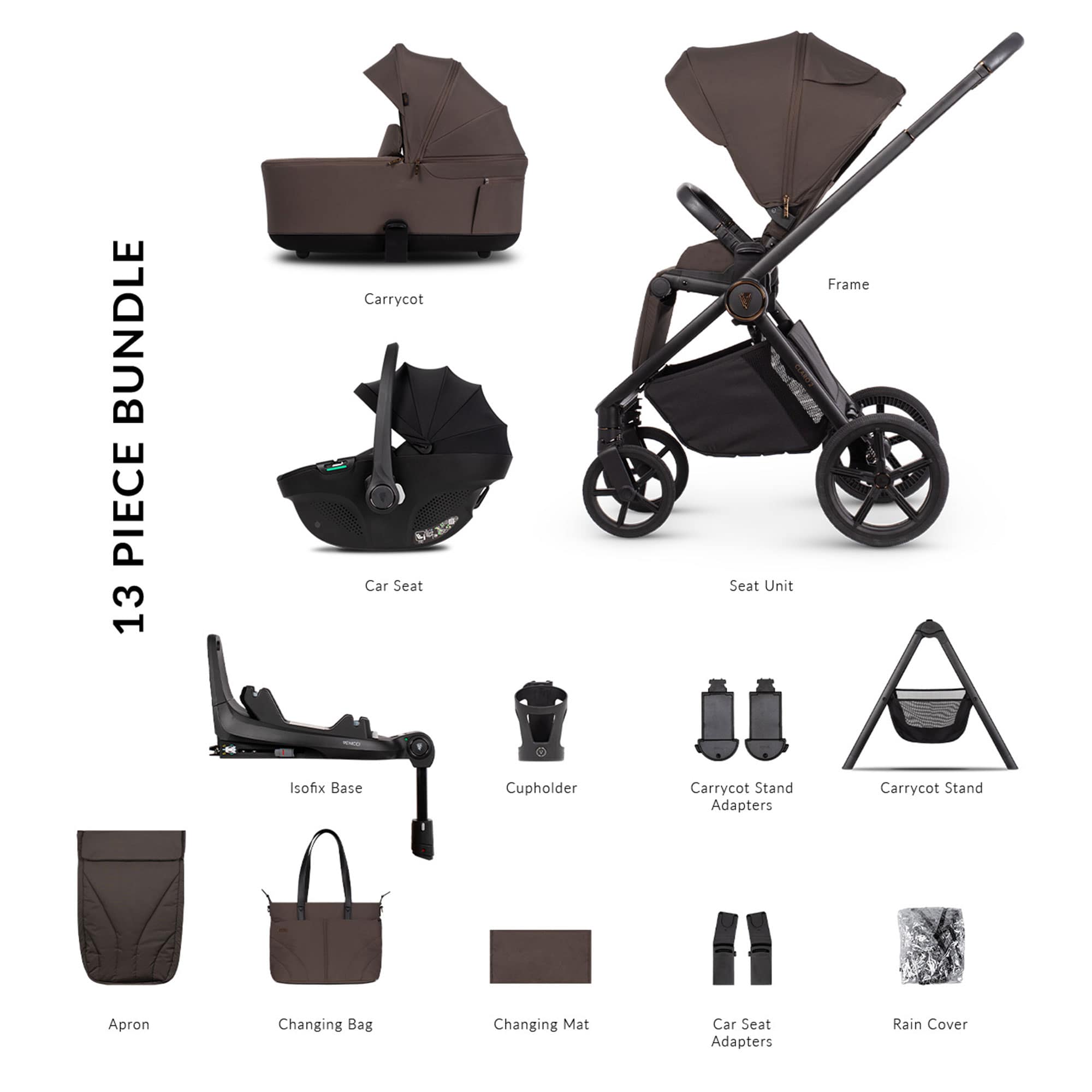Venicci travel systems Venicci Claro 2 Ultimate Bundle - Chocolate 2001410510