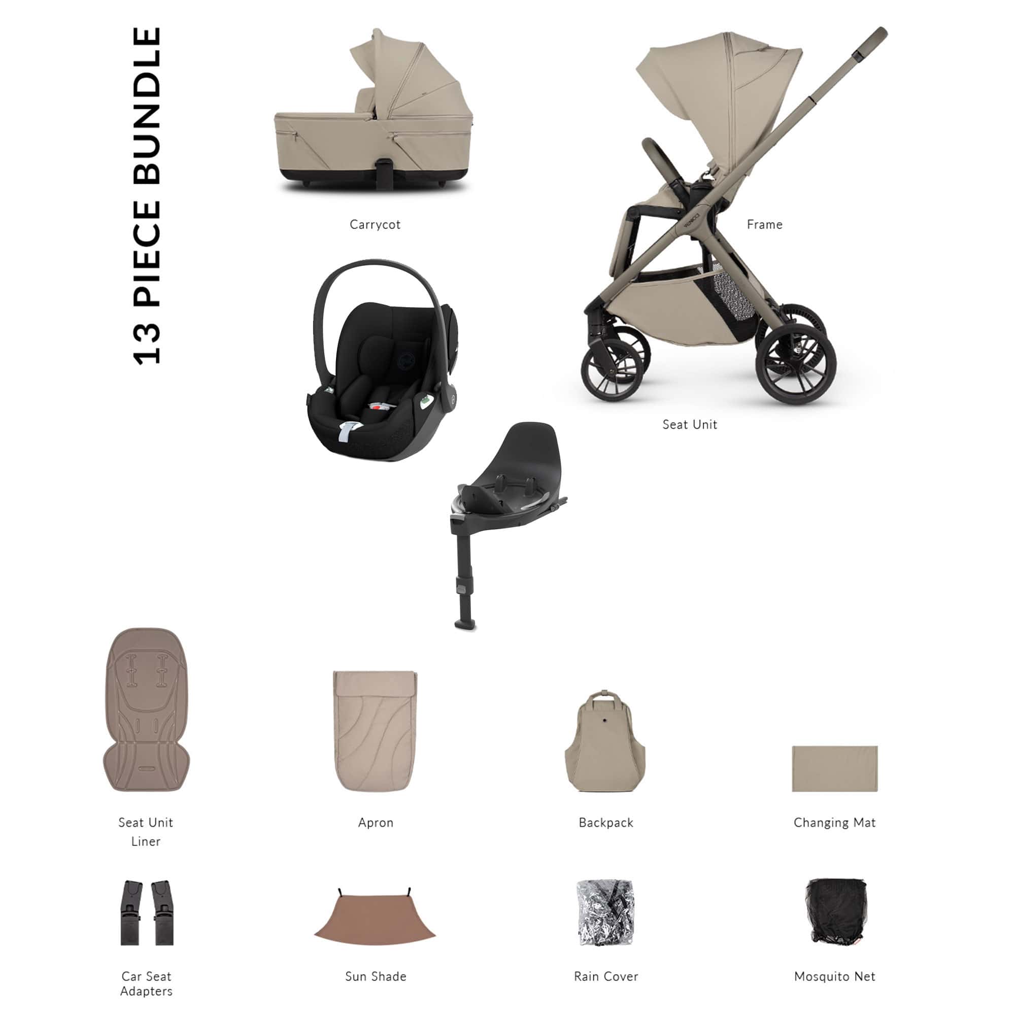 Venicci Travel Systems Venicci Tila Cybex Luxury Bundle - Latte 22775-LAT