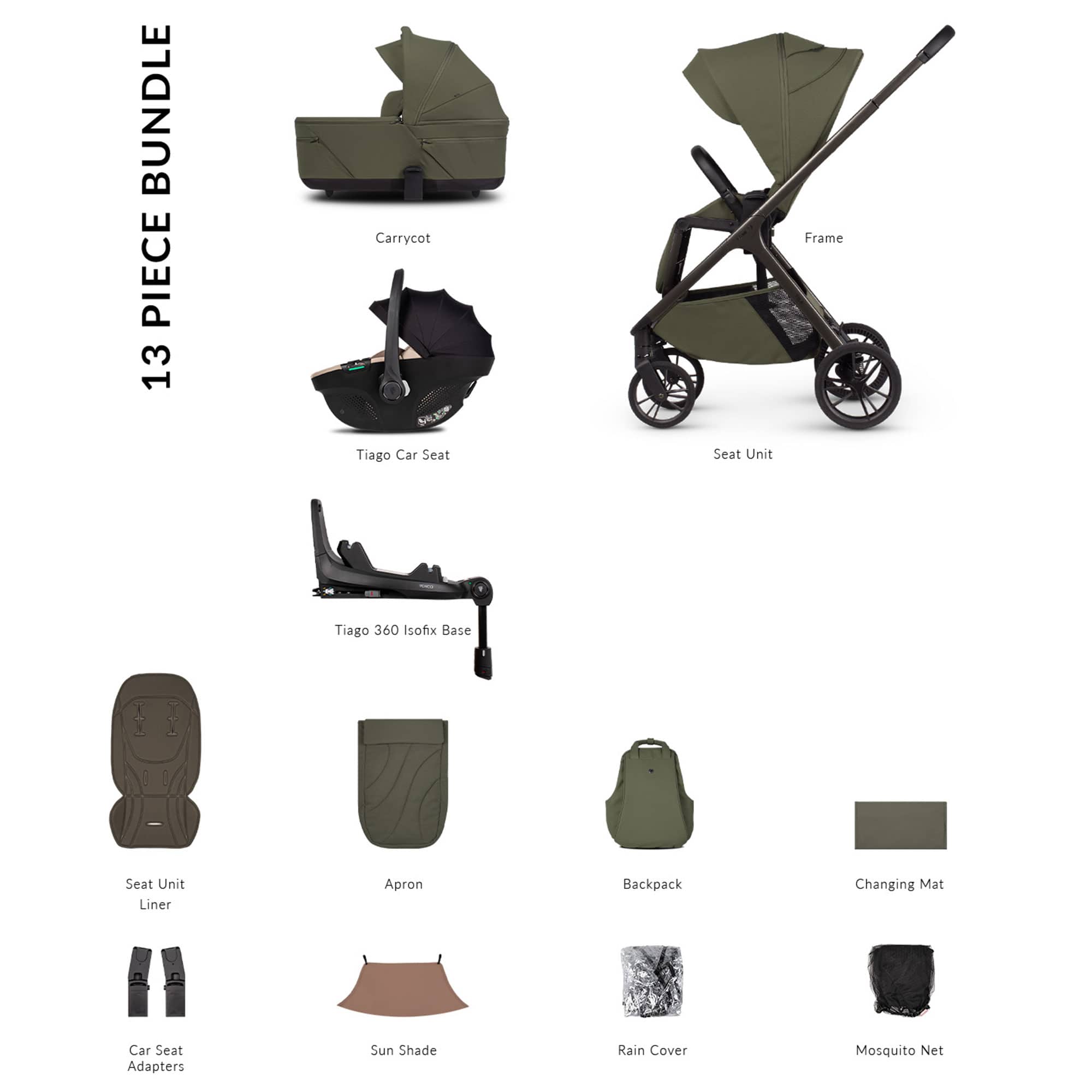 Venicci Travel Systems Venicci Tila Luxury Bundle - Olive 2001320413