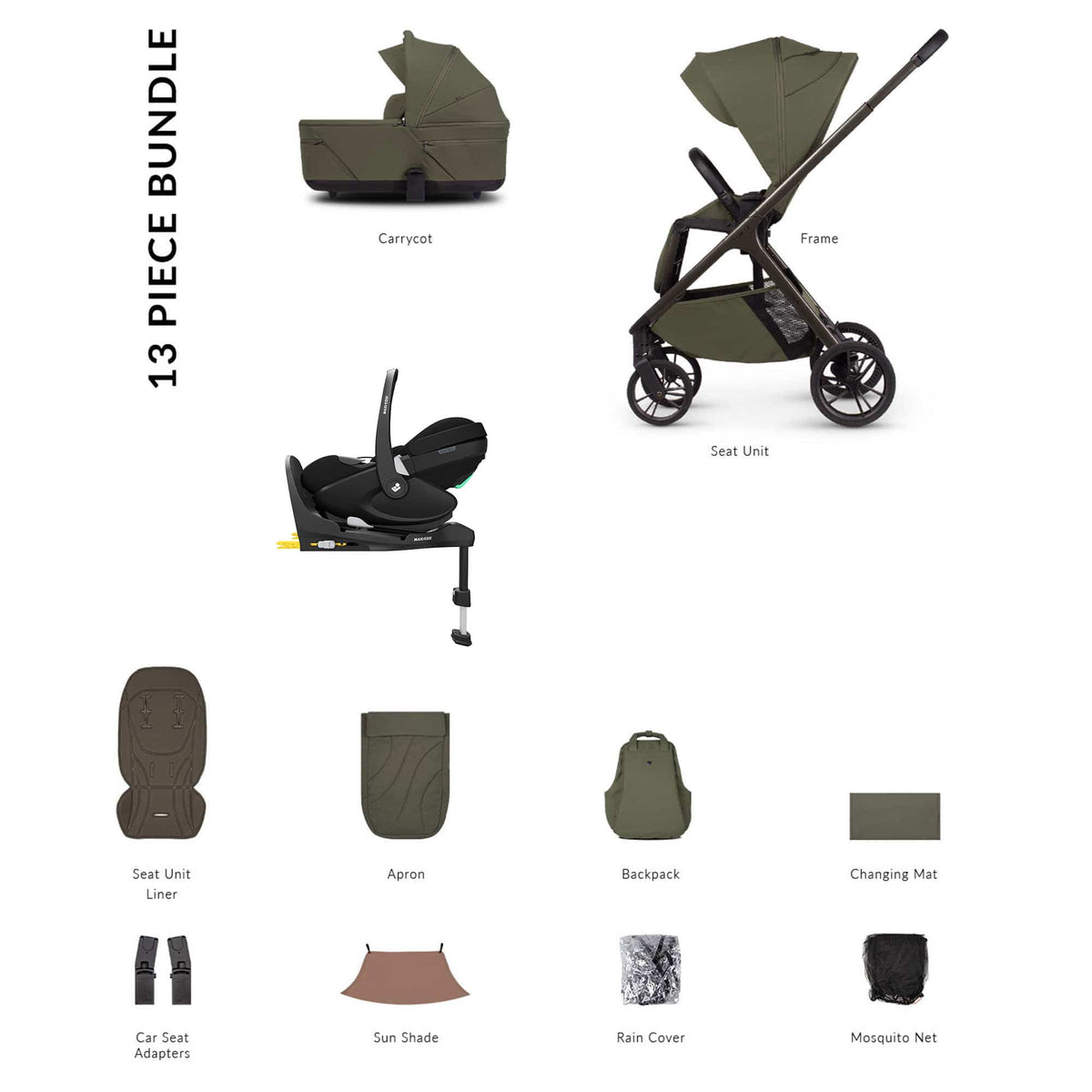 Venicci Travel Systems Venicci Tila Maxi-Cosi Luxury Bundle - Olive 22779-OLV-1