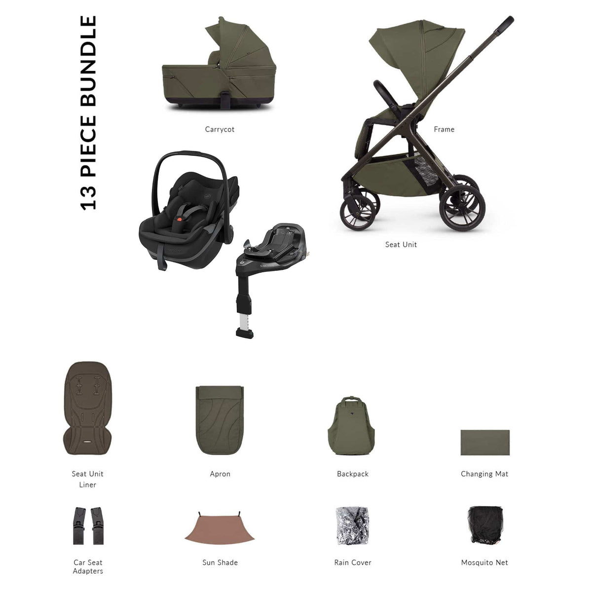 Venicci Travel Systems Venicci Tila Maxi-Cosi Luxury Bundle - Olive 22779-OLV-2
