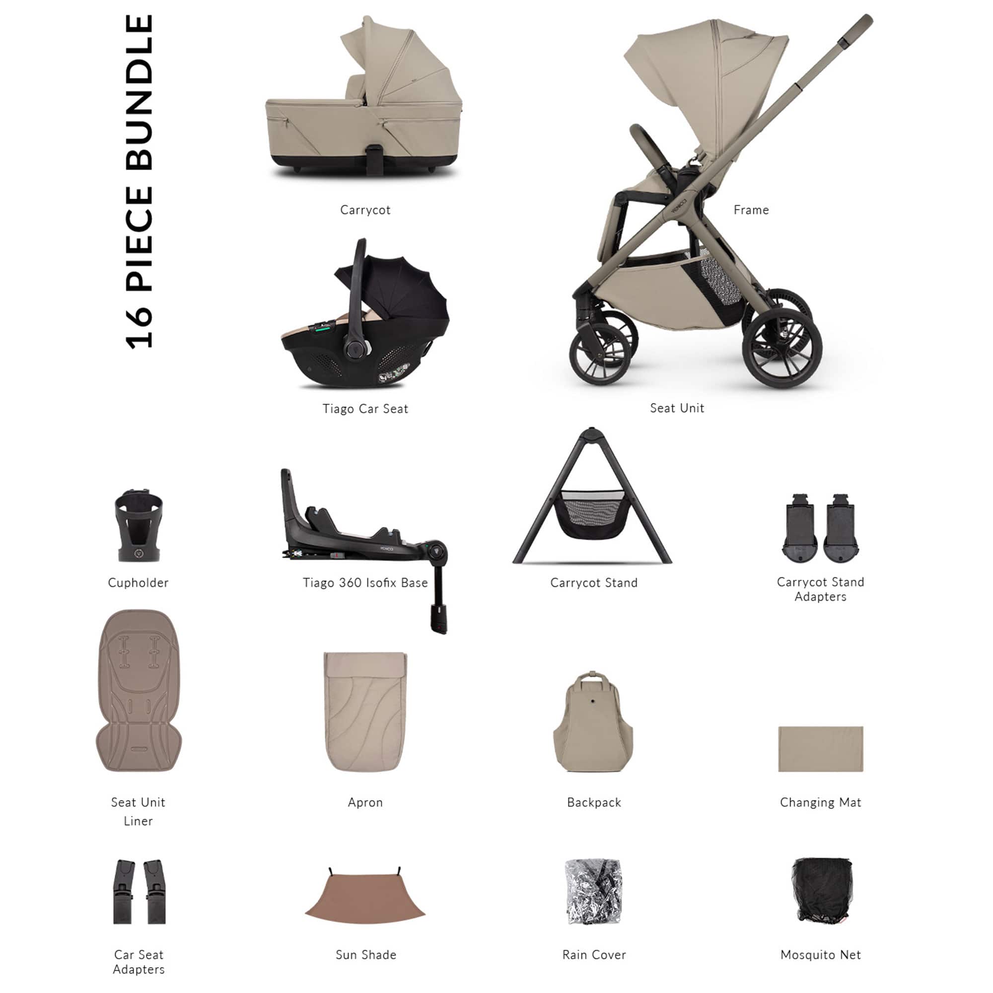 Venicci Travel Systems Venicci Tila Ultimate Bundle - Latte 2001320512