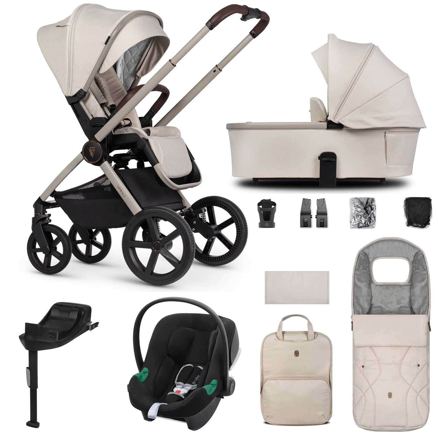 Venicci travel systems Venicci Tinum Upline 2 3in1 Cybex Travel System - Stone Beige 19097-UPL-ATO-STO