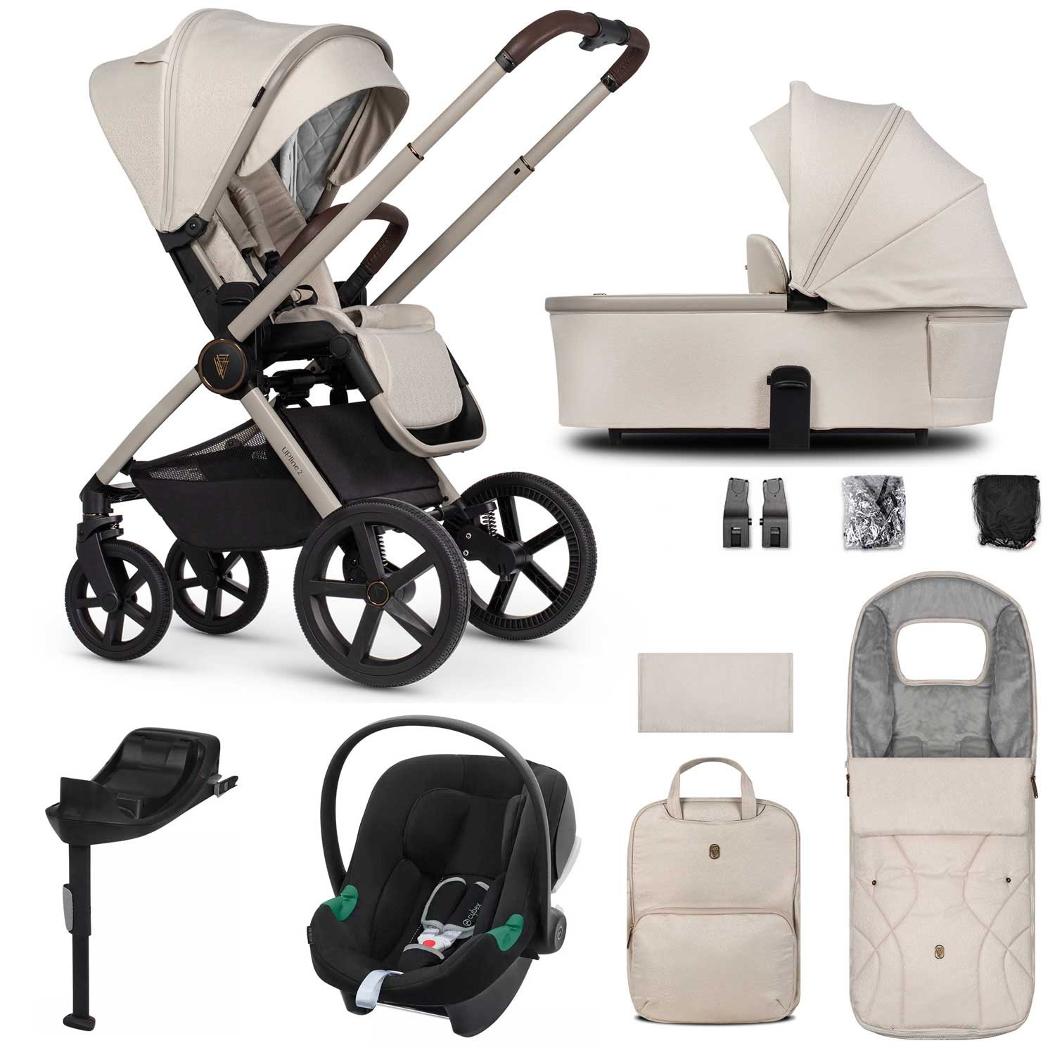 Venicci travel systems Venicci Tinum Upline 2 3in1 Cybex Travel System - Stone Beige 19097-UPL-ATO-STO