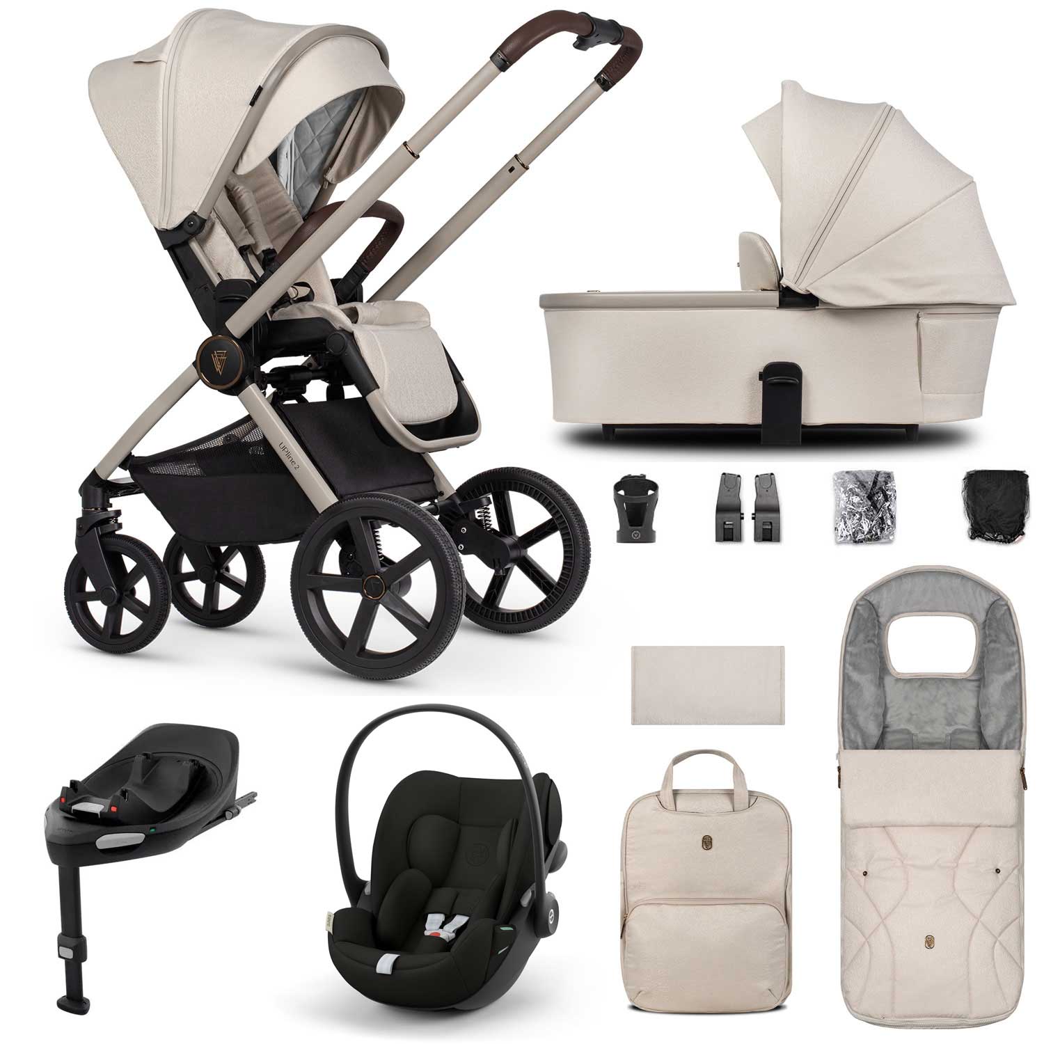 Venicci travel systems Venicci Tinum Upline 2 3in1 Cybex Travel System - Stone Beige 19102-UPL-CLG-STO