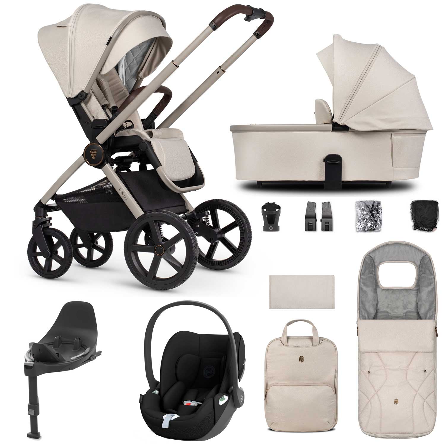 Venicci travel systems Venicci Tinum Upline 2 3in1 Cybex Travel System - Stone Beige 19107-UPL-CLT-STO