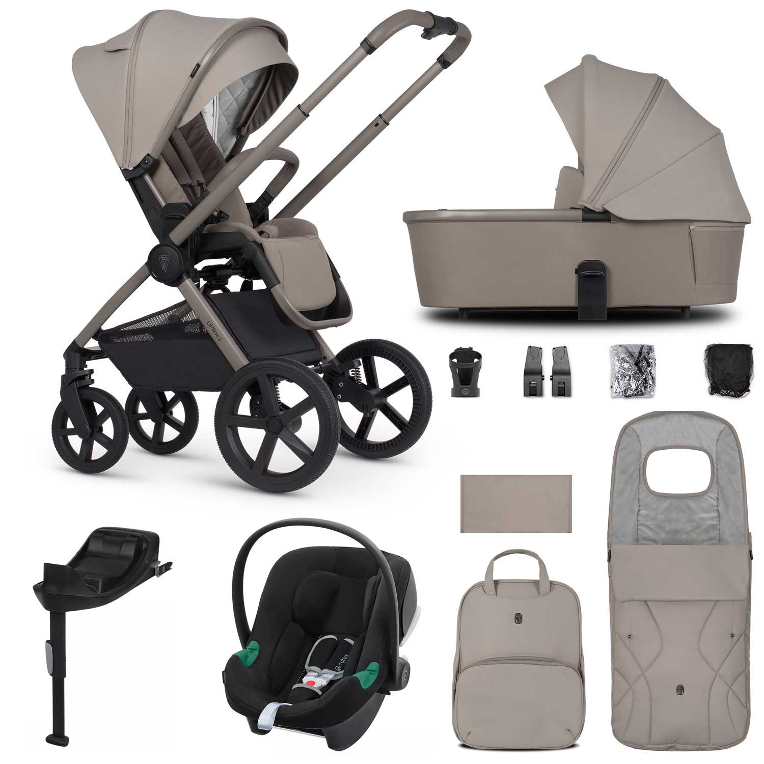 Venicci travel systems Venicci Tinum Upline 2 3in1 Cybex Travel System - Taupe 19095-UPL-ATO-TAU
