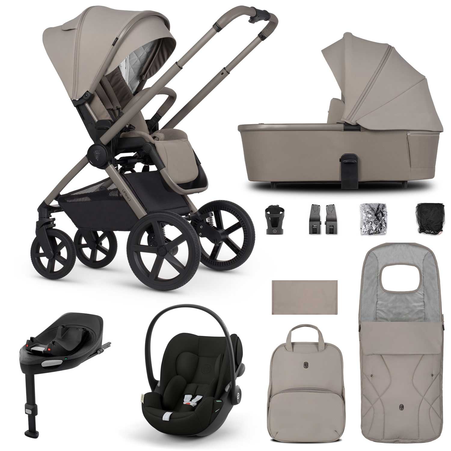 Venicci travel systems Venicci Tinum Upline 2 3in1 Cybex Travel System - Taupe 19100-UPL-CLG-TAU