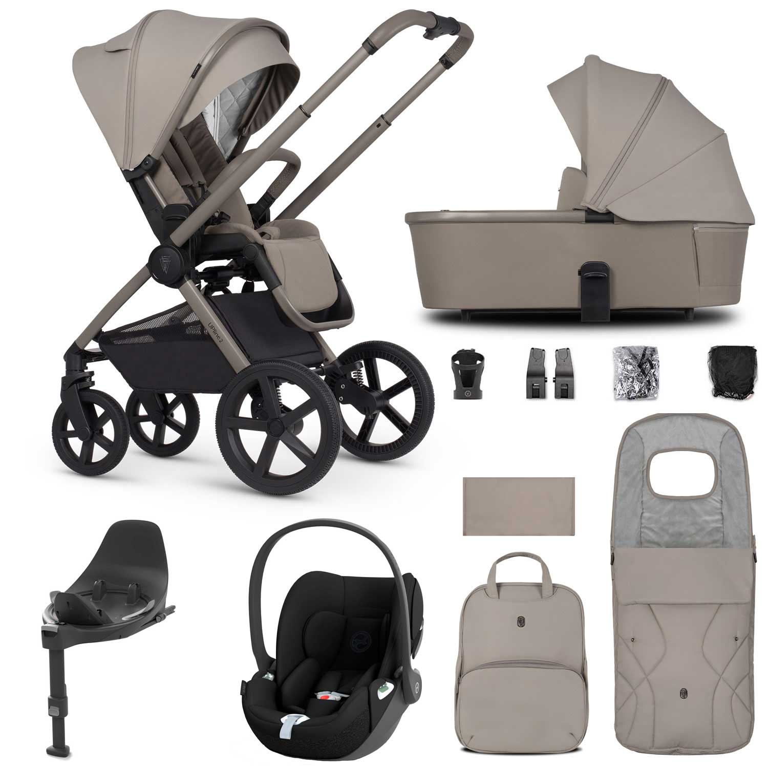 Venicci travel systems Venicci Tinum Upline 2 3in1 Cybex Travel System - Taupe 19105-UPL-CLT-TAU