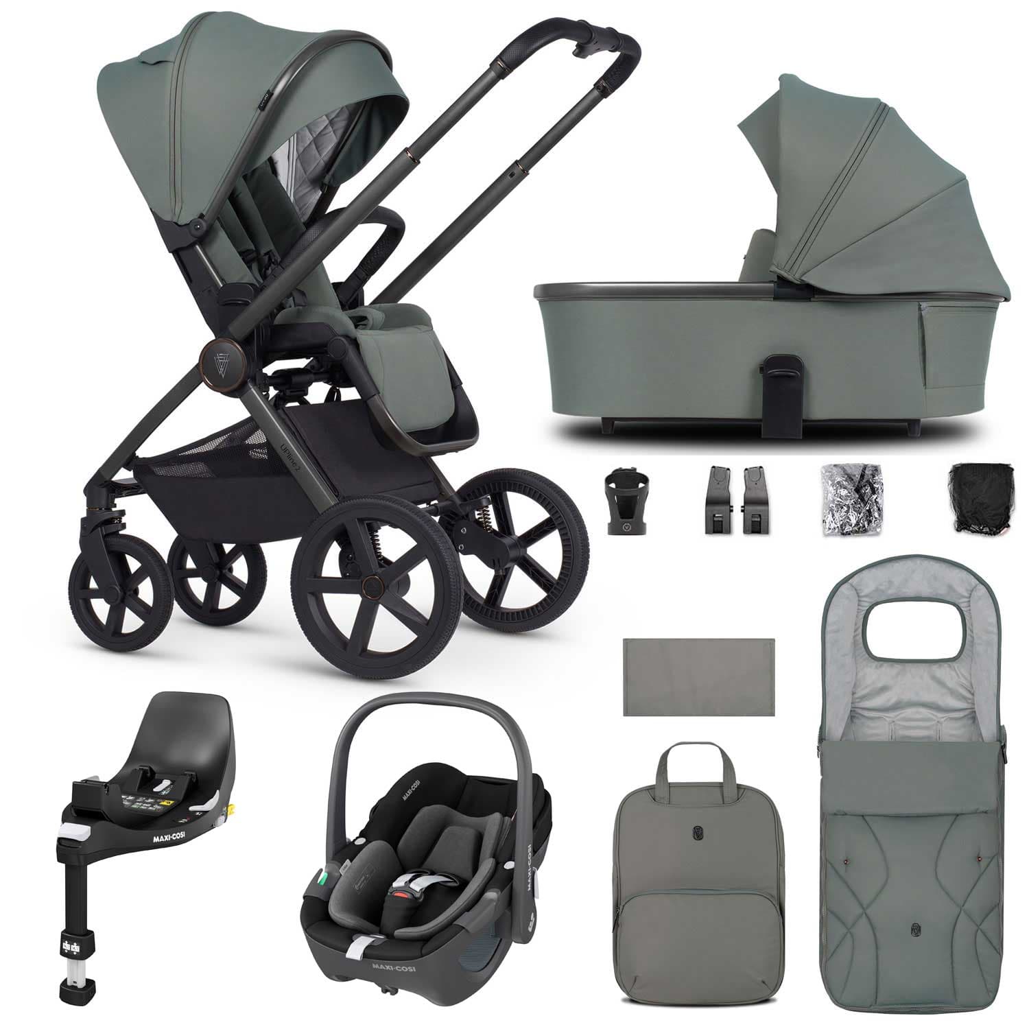Venicci travel systems Venicci Tinum Upline 2 3in1 Maxi-Cosi Travel System - Aloe 19085-UPL-PEB-ALO