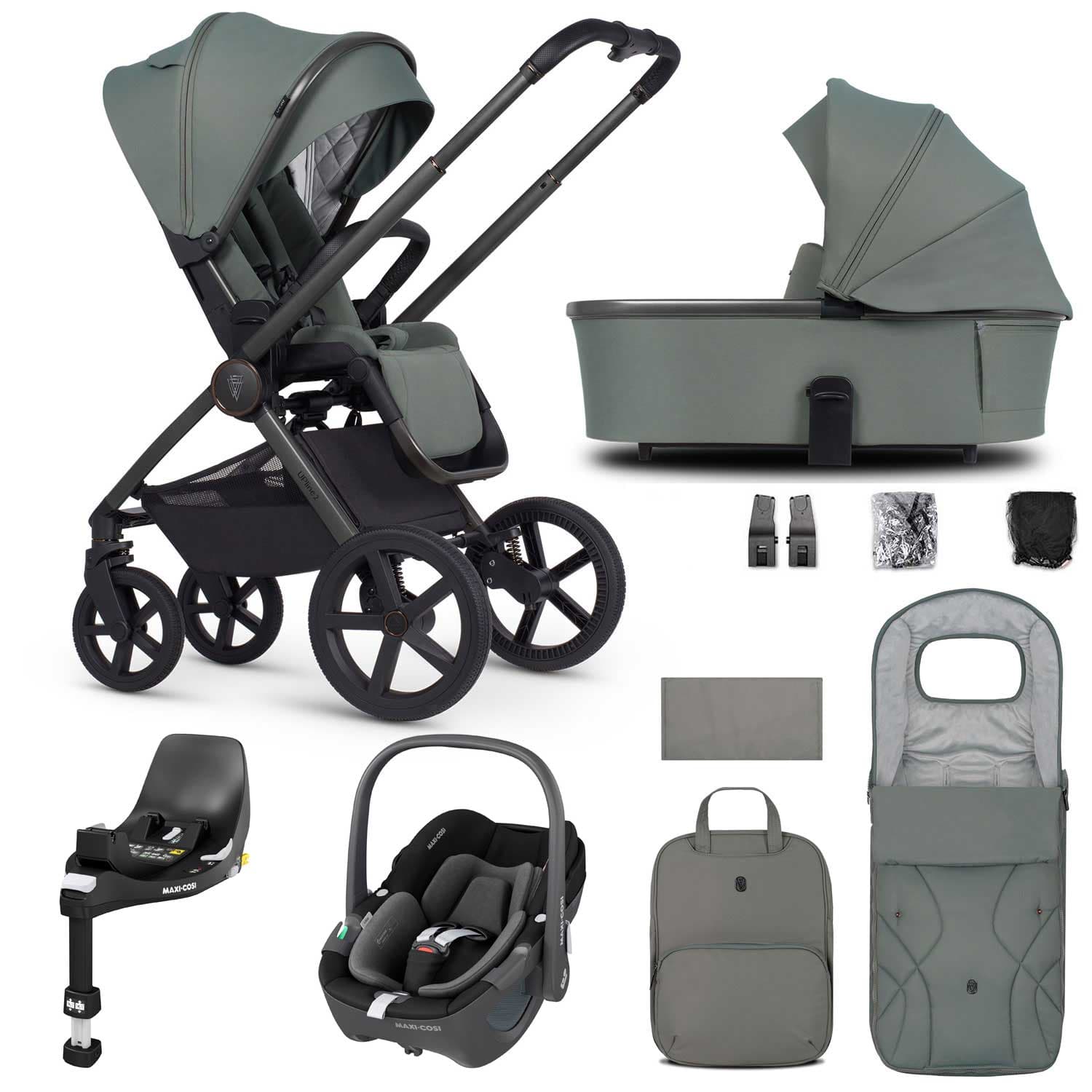 Venicci travel systems Venicci Tinum Upline 2 3in1 Maxi-Cosi Travel System - Aloe 19085-UPL-PEB-ALO