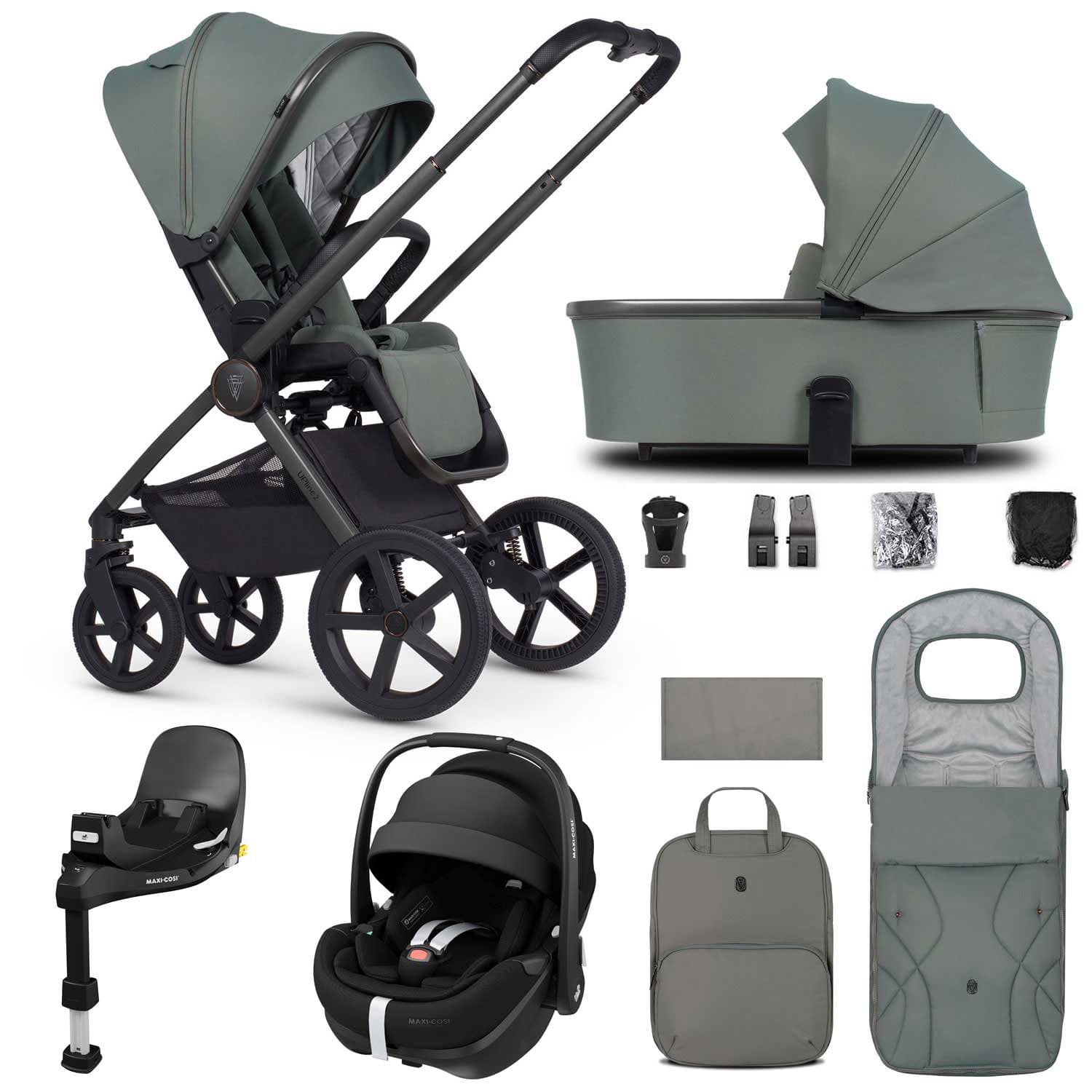 Venicci travel systems Venicci Tinum Upline 2 3in1 Maxi-Cosi Travel System - Aloe 19090-UPL-PV2-ALO