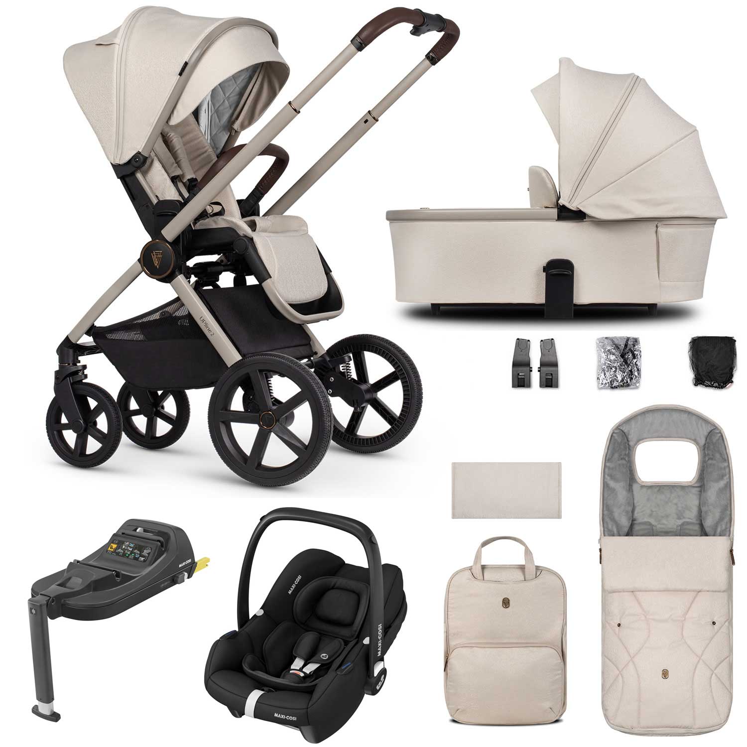 Venicci travel systems Venicci Tinum Upline 2 3in1 Maxi-Cosi Travel System - Stone Beige 19081-UPL-CAB-STO