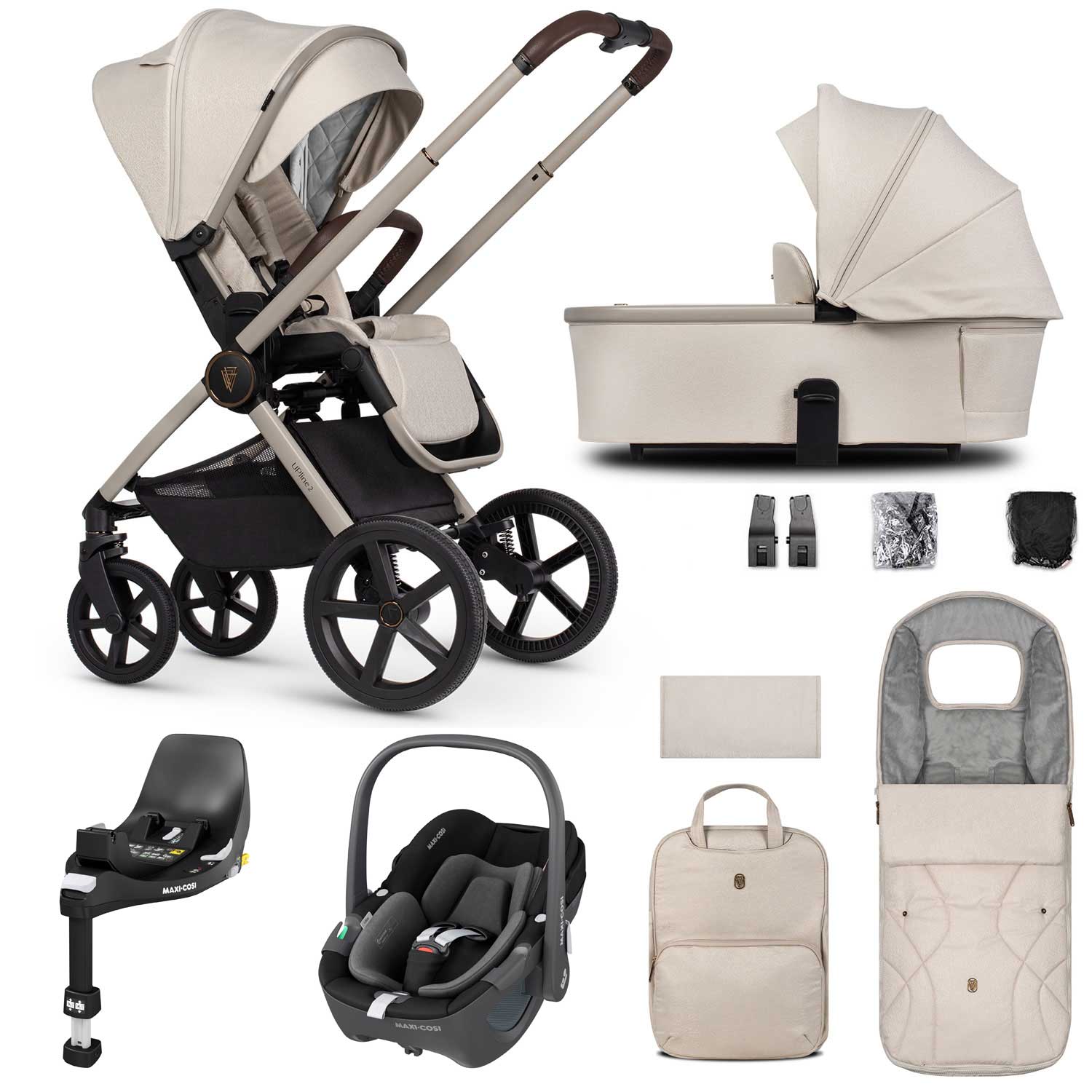 Venicci travel systems Venicci Tinum Upline 2 3in1 Maxi-Cosi Travel System - Stone Beige 19086-UPL-PEB-STO