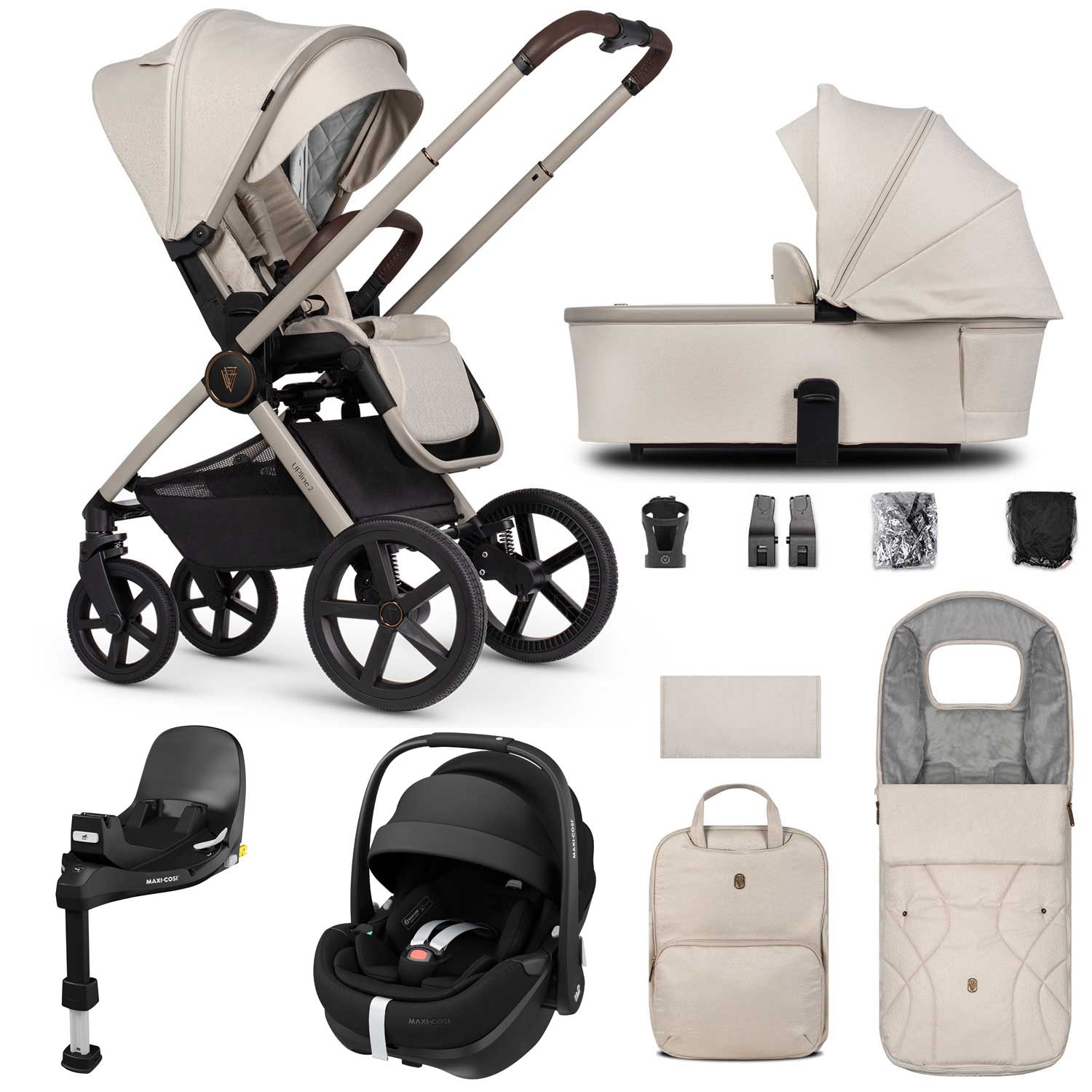 Venicci travel systems Venicci Tinum Upline 2 3in1 Maxi-Cosi Travel System - Stone Beige 19091-UPL-PV2-STO