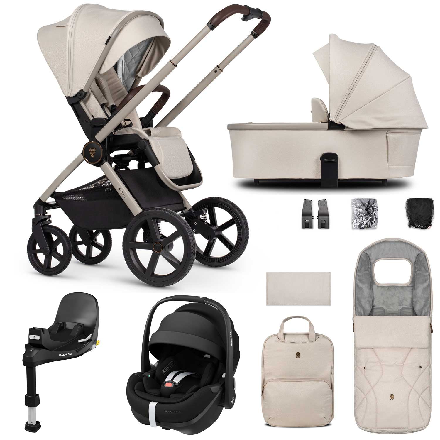 Venicci travel systems Venicci Tinum Upline 2 3in1 Maxi-Cosi Travel System - Stone Beige 19091-UPL-PV2-STO