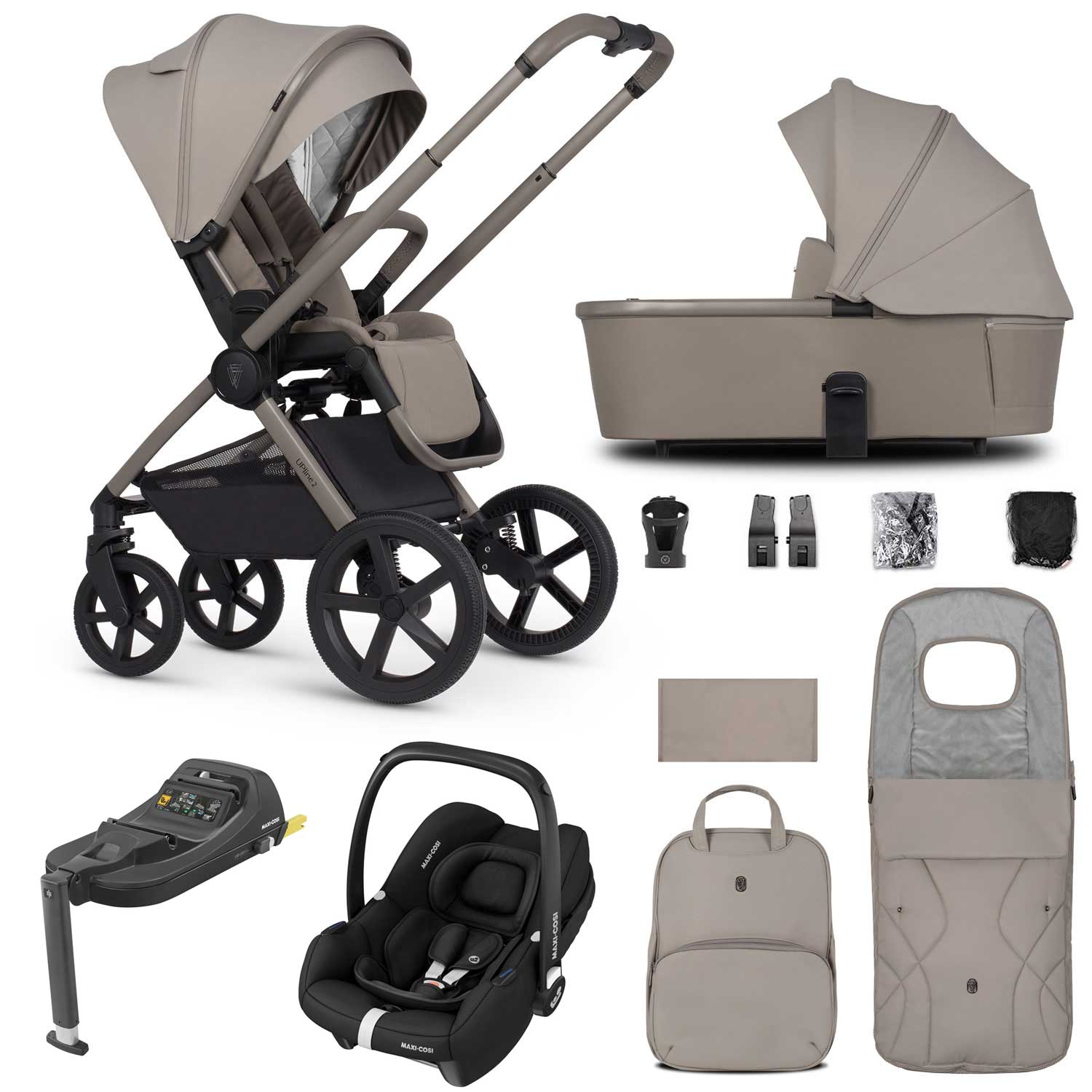 Venicci travel systems Venicci Tinum Upline 2 3in1 Maxi-Cosi Travel System - Taupe 19079-UPL-CAB-TAU
