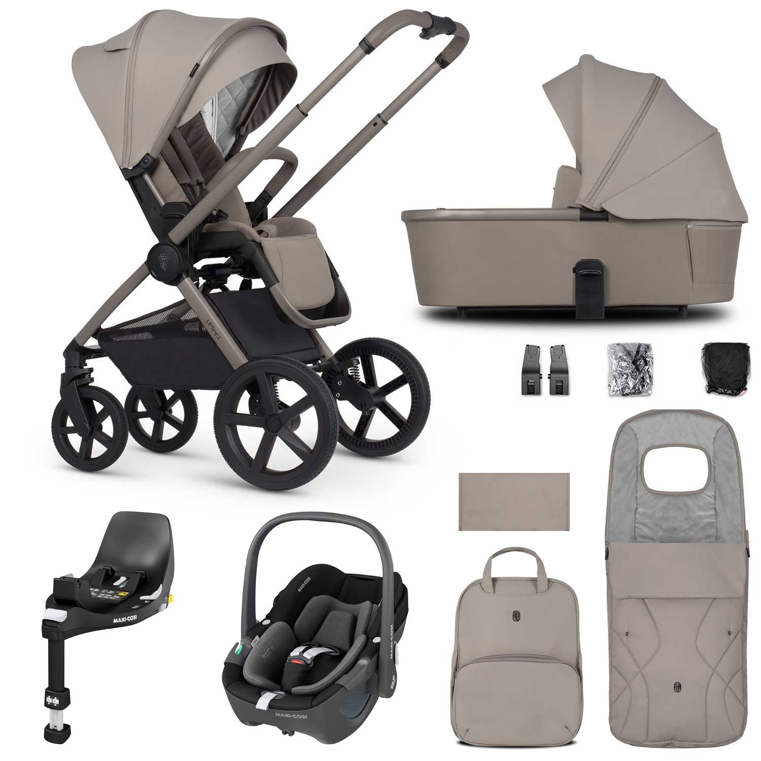 Venicci travel systems Venicci Tinum Upline 2 3in1 Maxi-Cosi Travel System - Taupe 19084-UPL-PEB-TAU