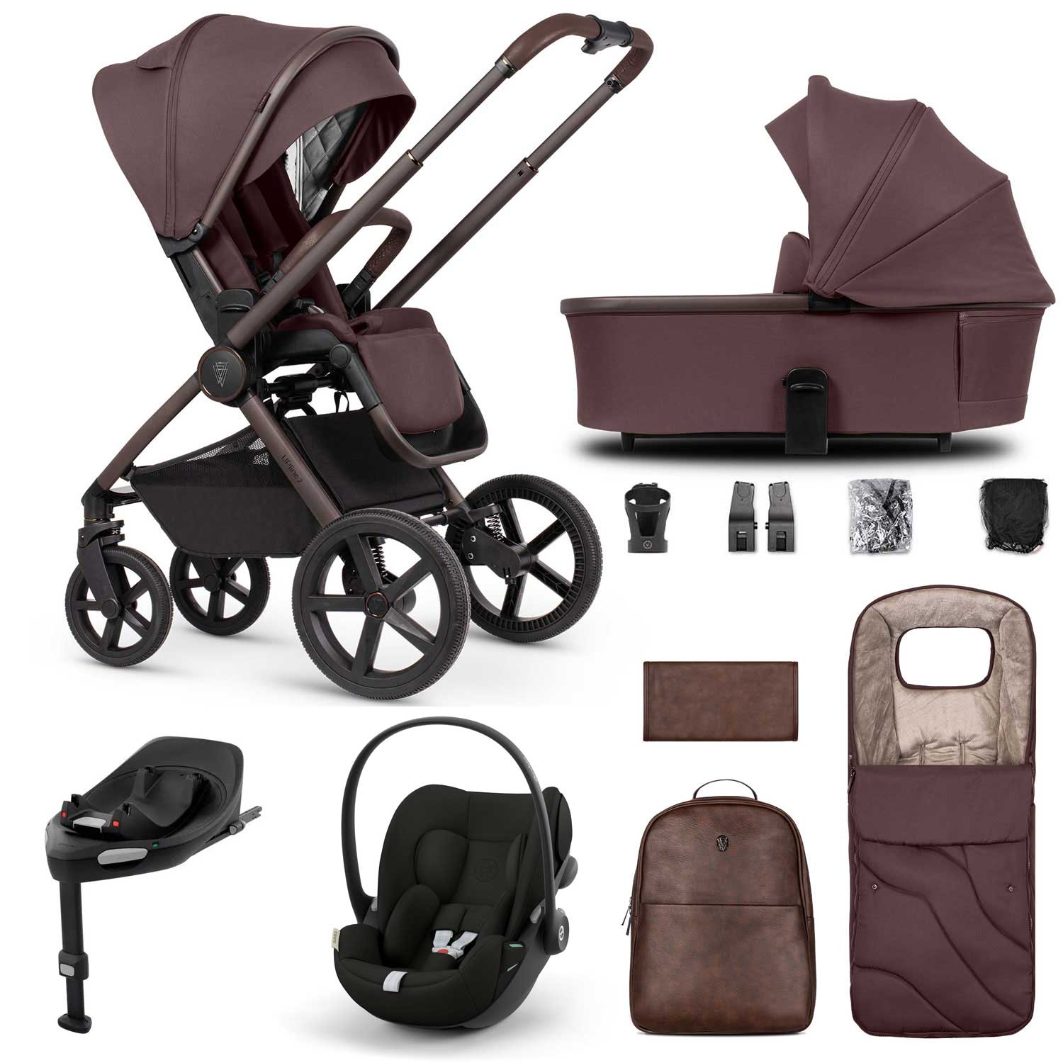 Venicci travel systems Venicci Tinum Upline 2 SE 3in1 Cybex Travel System - Burgundy 19112-UPL-CLG-BUR