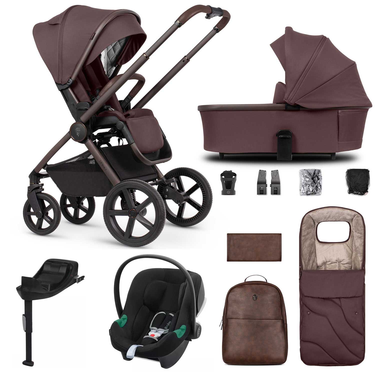 Venicci travel systems Venicci Tinum Upline 2 SE 3in1 Cybex Travel System - Burgundy 19113-UPL-ATO-BUR