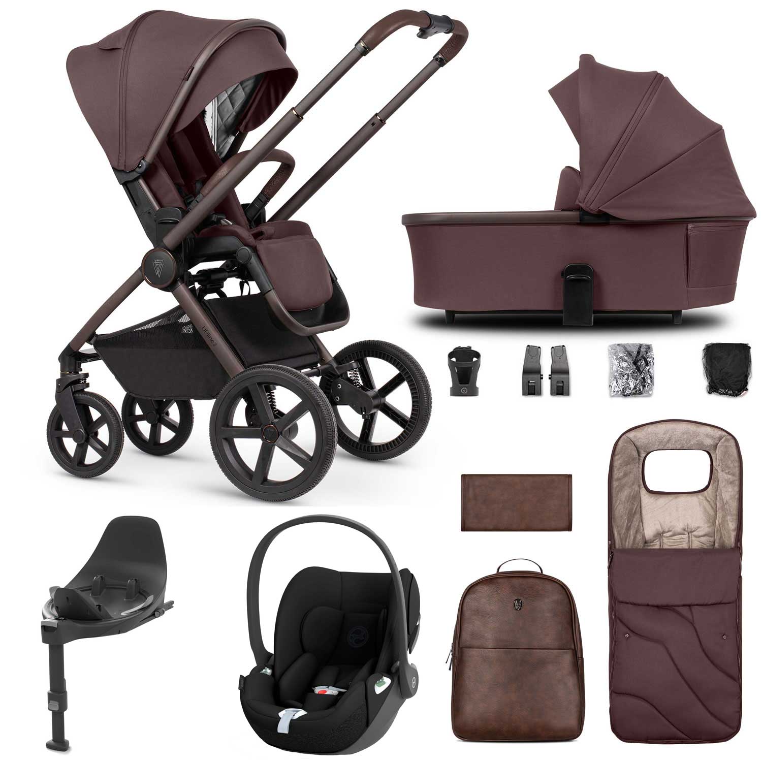 Venicci travel systems Venicci Tinum Upline 2 SE 3in1 Cybex Travel System - Burgundy 19114-UPL-CLT-BUR
