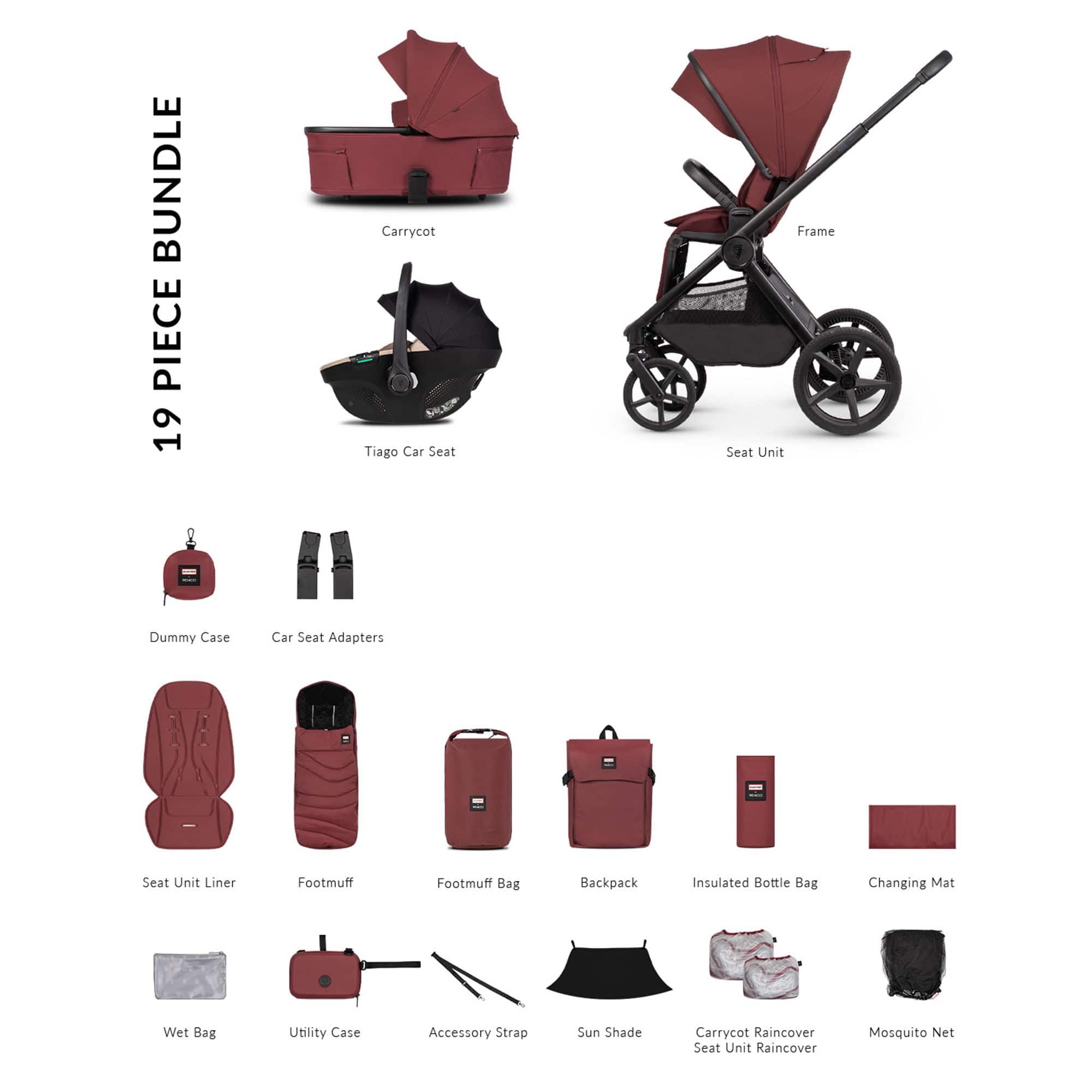 Venicci travel systems Venicci Tinum Upline 3 Hunter Comfort Bundle - Red 2001520318