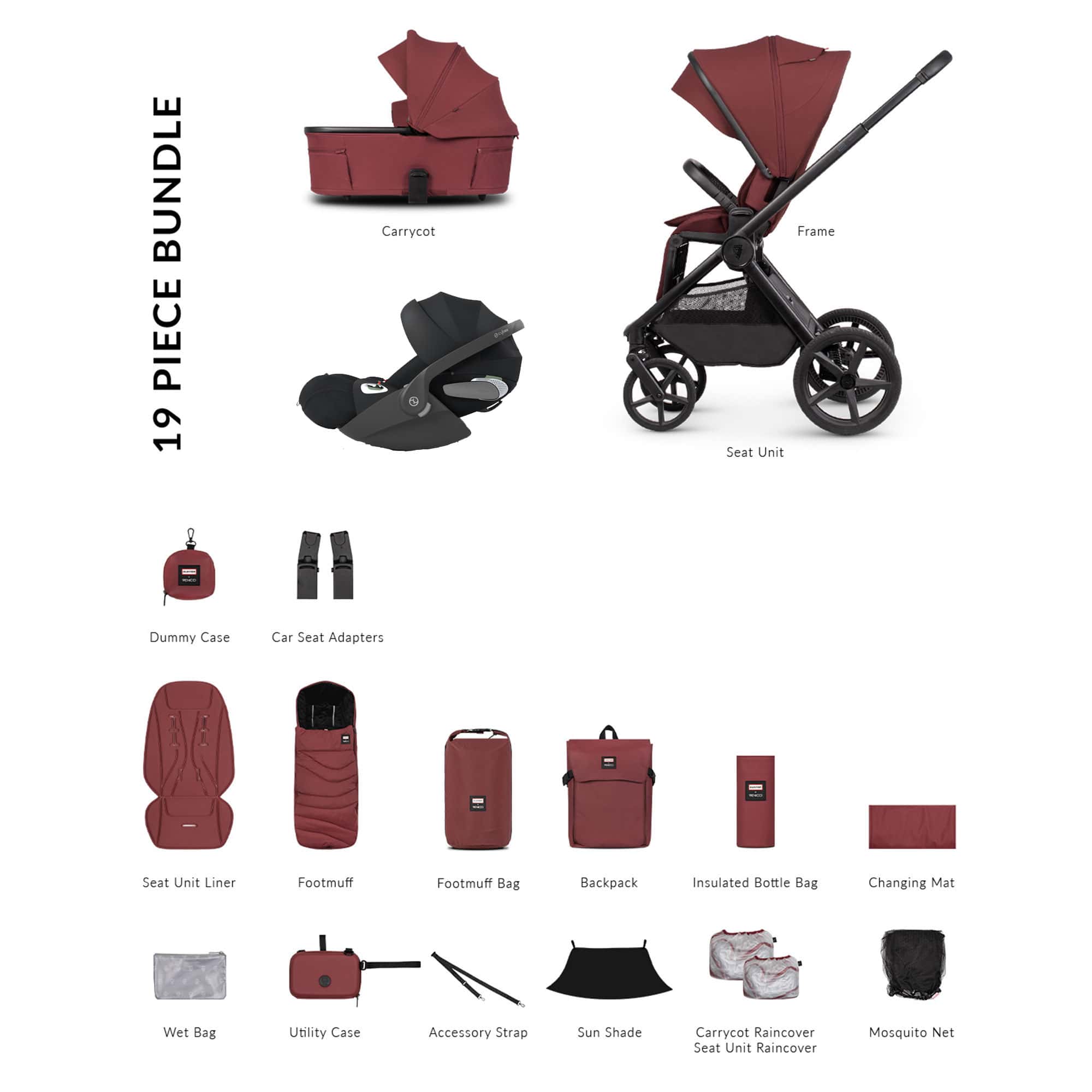 Venicci travel systems Venicci Tinum Upline 3 Hunter Comfort Cybex Travel System - Red UPL-HUNT-COM-RED-1