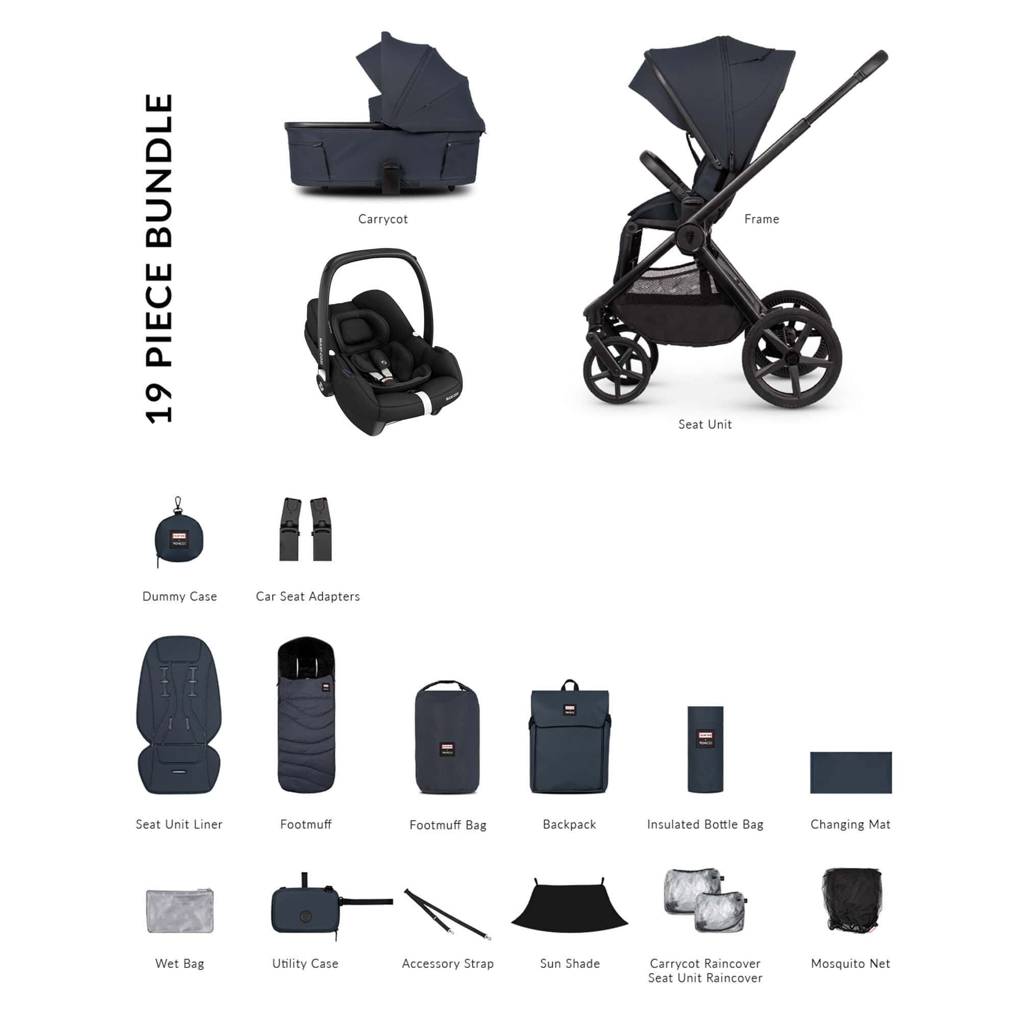 Venicci travel systems Venicci Tinum Upline 3 Hunter Comfort Maxi-Cosi Travel System - Navy UPL-HUNT-COM-NVY-2
