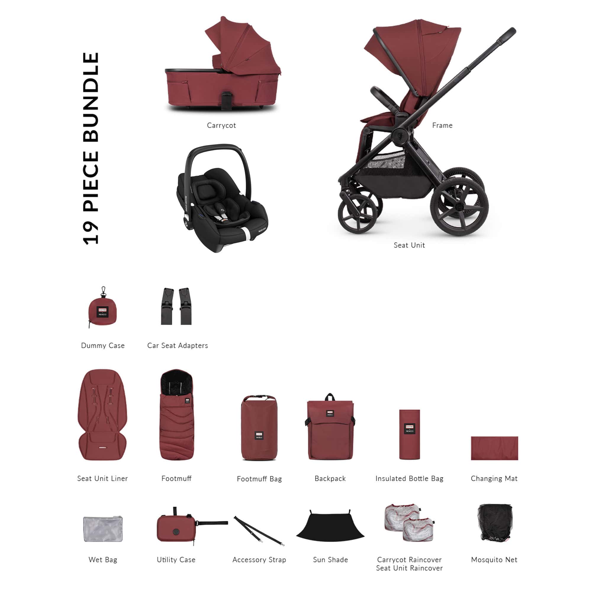 Venicci travel systems Venicci Tinum Upline 3 Hunter Comfort Maxi-Cosi Travel System - Red UPL-HUNT-COM-RED-2