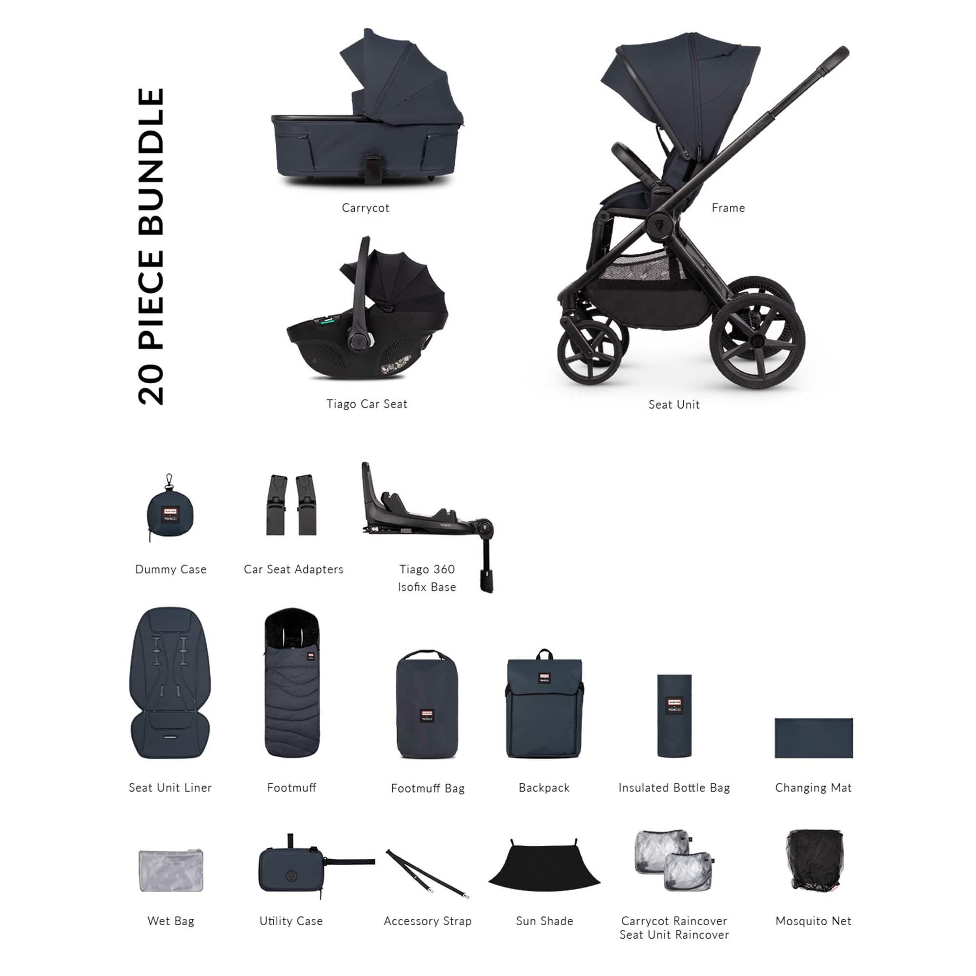 Venicci travel systems Venicci Tinum Upline 3 Hunter Luxury Bundle - Navy 2001510407