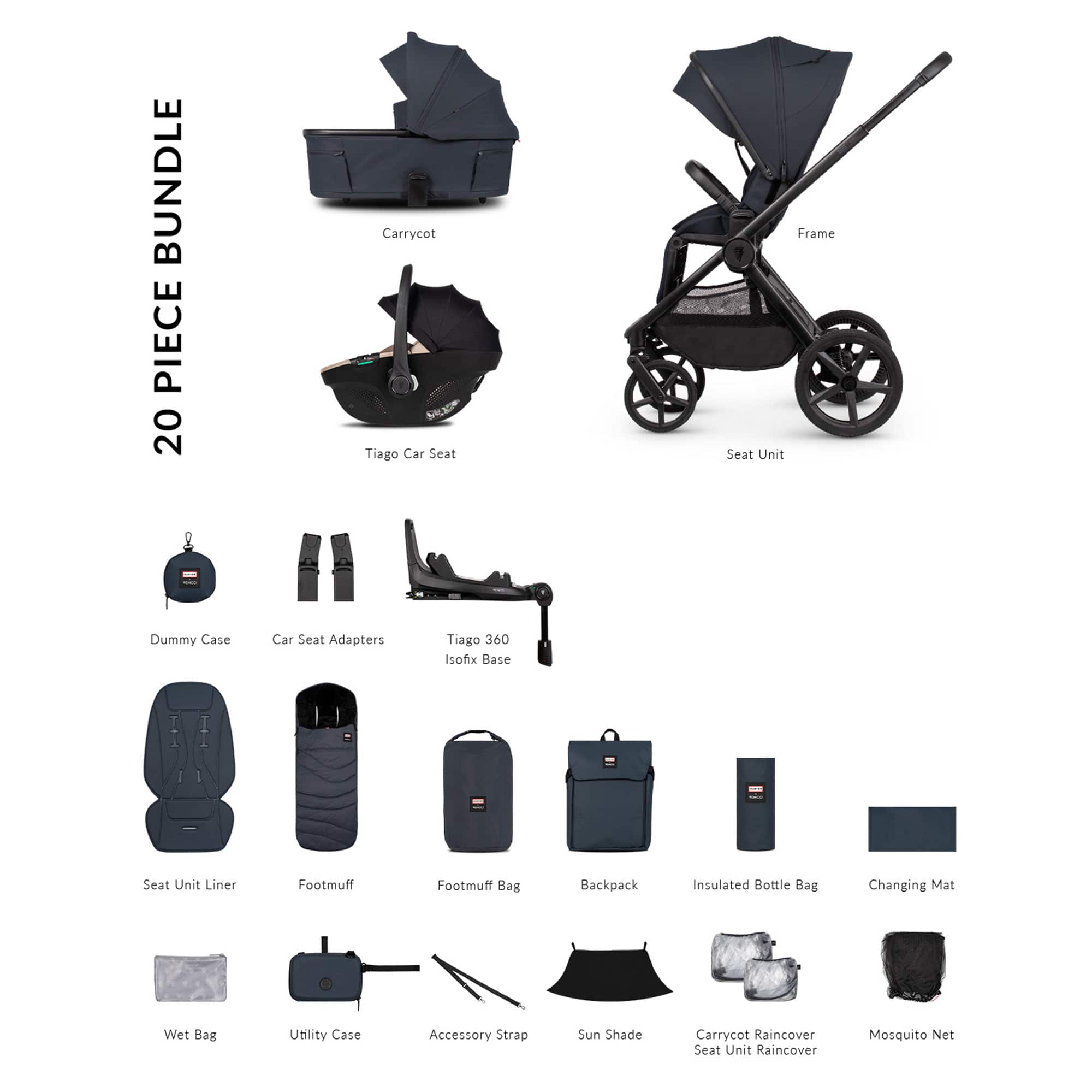 Venicci travel systems Venicci Tinum Upline 3 Hunter Luxury Bundle - Navy 2001520407