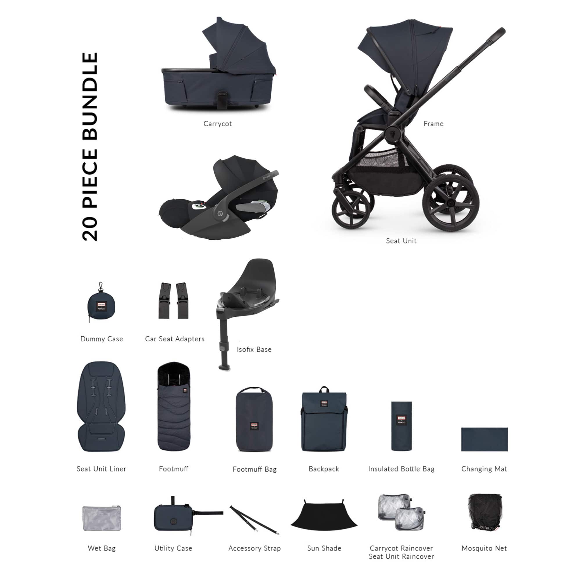 Venicci travel systems Venicci Tinum Upline 3 Hunter Luxury Cybex Travel System - Navy UPL-HUNT-LUX-NVY-1
