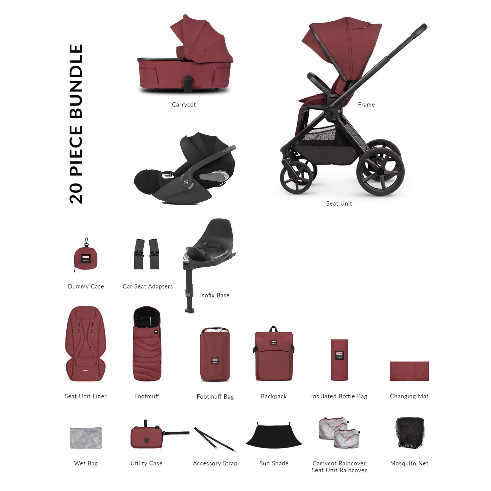 Venicci travel systems Venicci Tinum Upline 3 Hunter Luxury Cybex Travel System - Red UPL-HUNT-LUX-RED