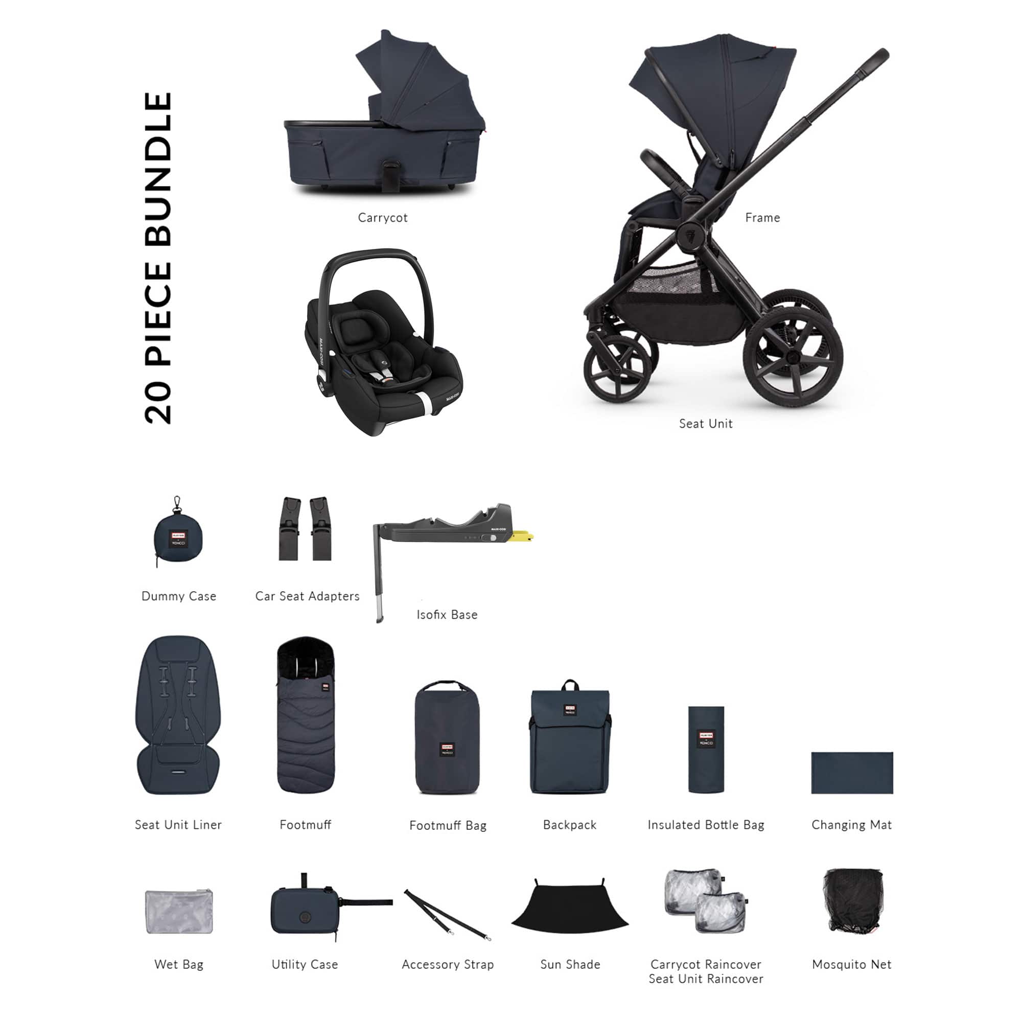 Venicci travel systems Venicci Tinum Upline 3 Hunter Luxury Maxi-Cosi Travel System - Navy UPL-HUNT-LUX-NVY-2