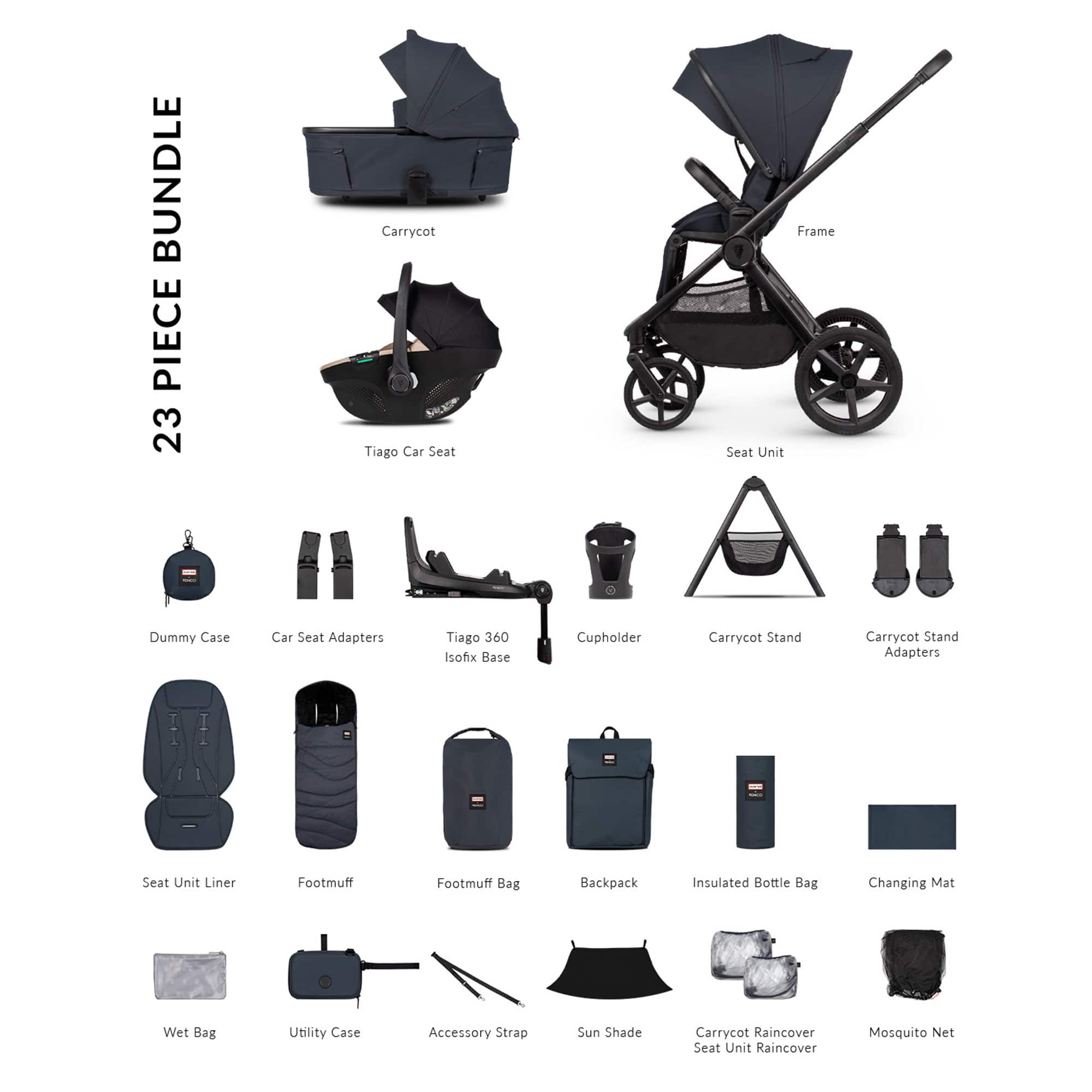 Venicci travel systems Venicci Tinum Upline 3 Hunter Ultimate Bundle - Navy 2001520507